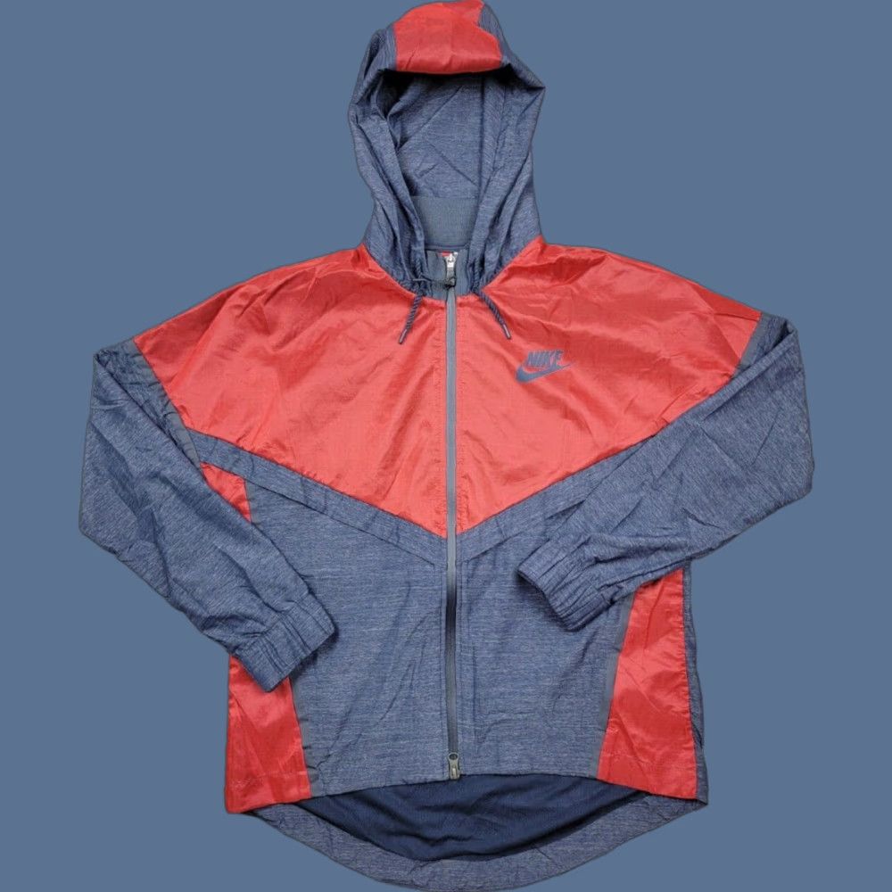 Nike Nike Jacket Windbreaker Womens Medium Red Gray Full Zip Hooded Bonded Windrunner Size M / US 6-8 / IT 42-44 - 1 Thumbnail