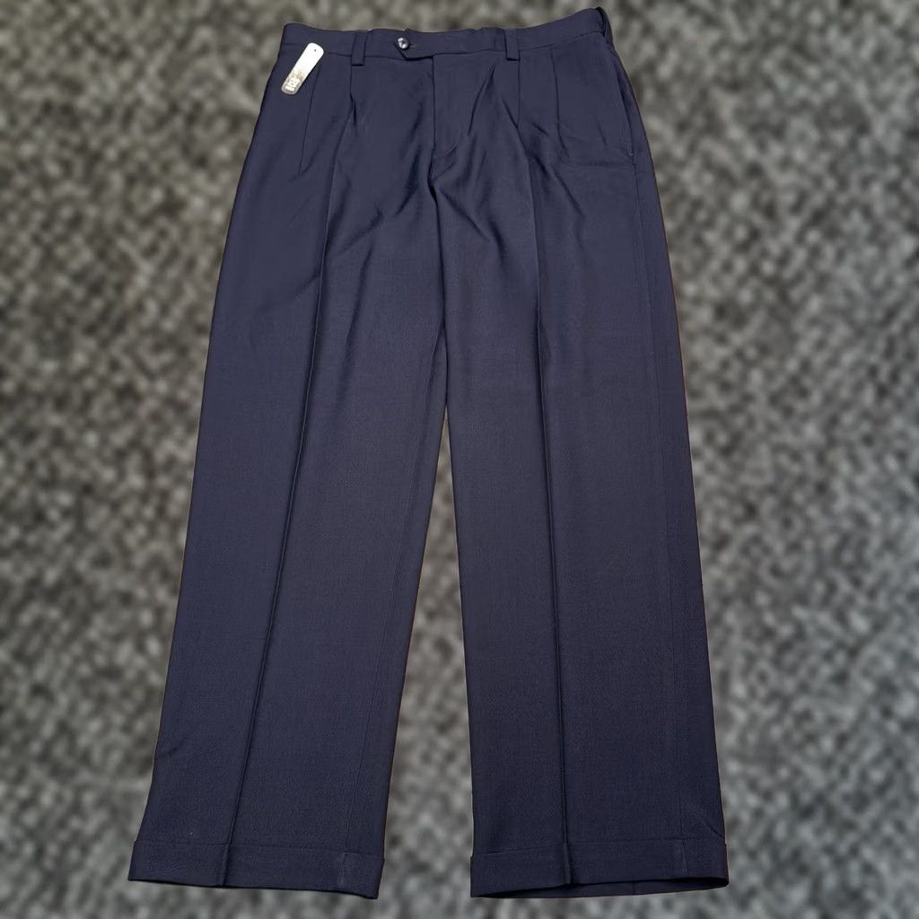 Haggar Haggar Dress Pants 34x30 Blue Navy Classic Fit No Iron Polyester Microfiber Machine Washable Slim/Regular Straight Leg Slant Pocket Vintage: No Size US 34 / EU 50 - 1 Thumbnail