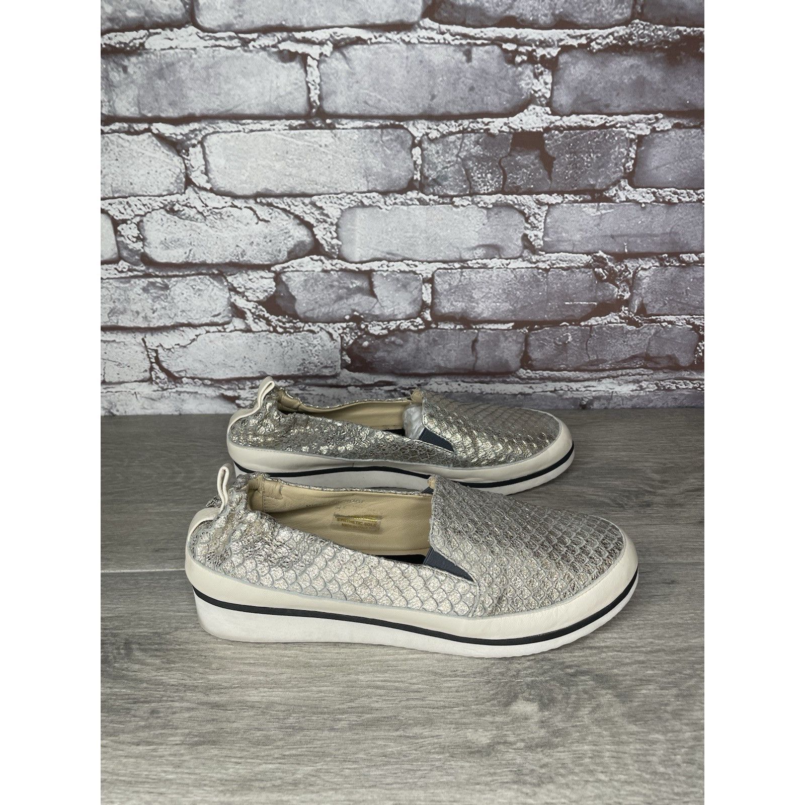 Ron White Ron Niki Silver Leather Snake Print Slip On Wedge Shoes Wome Size US 7.5 / IT 37.5 - 18 Thumbnail