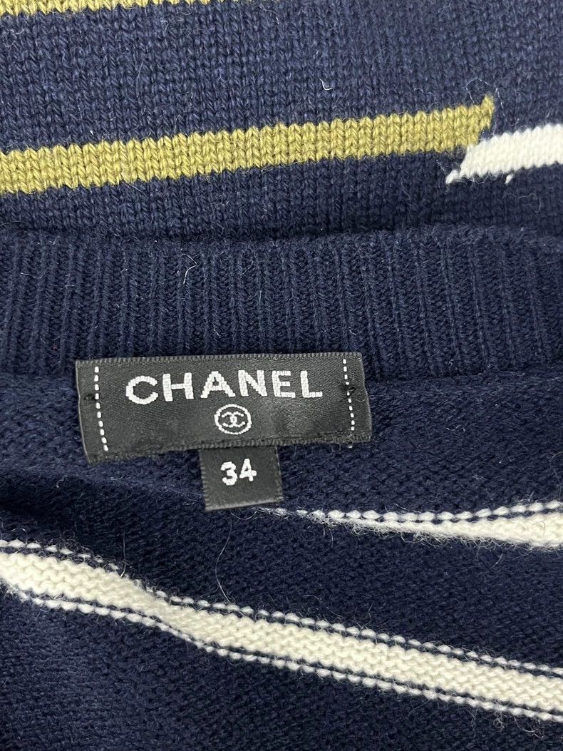 Chanel Chanel Large logo striped cashmere sweater Size XXS / US 00 / IT 34 - 4 Thumbnail
