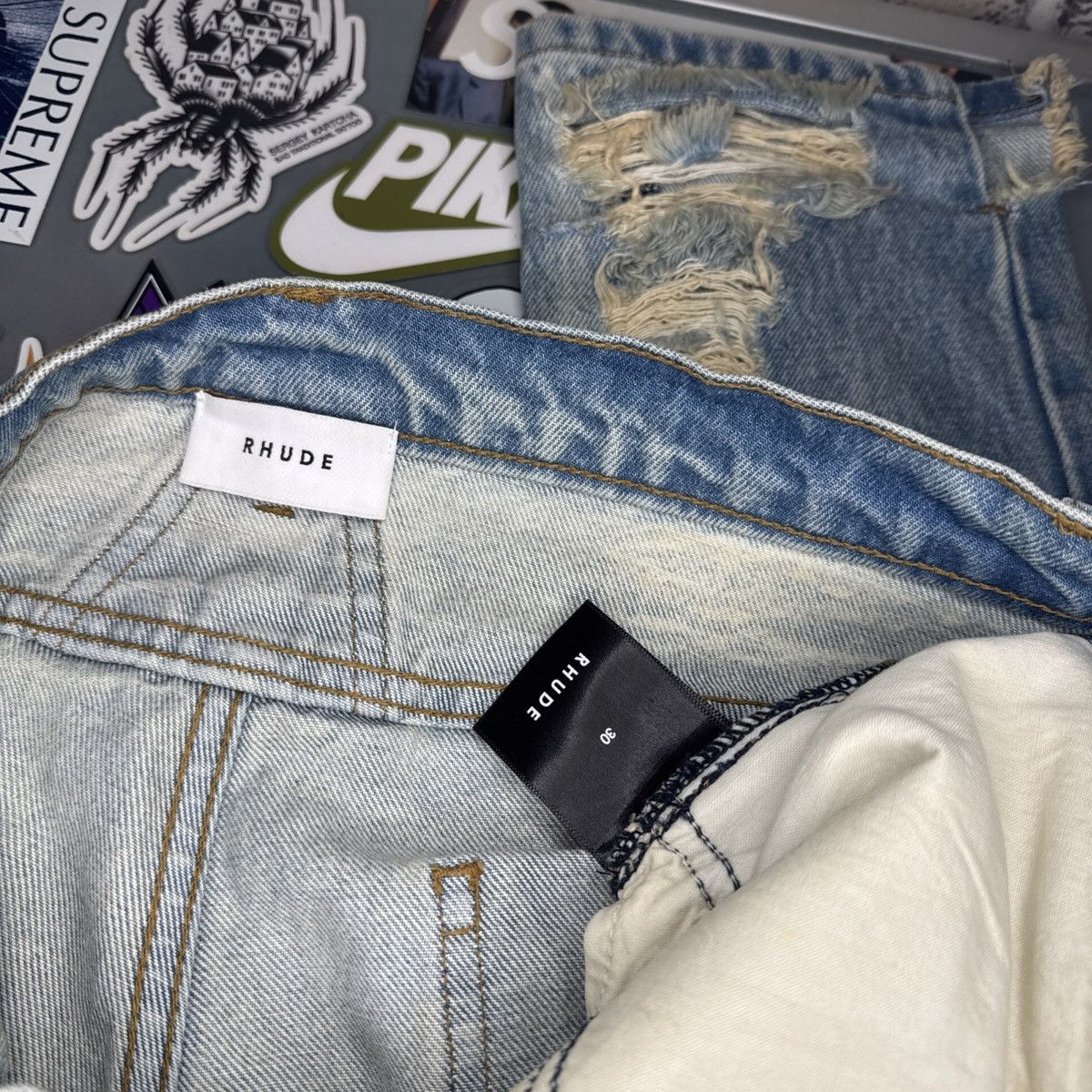 Rhude Rhude Slim-Fit Distressed Paint Splattered Denim Jeans Sz 30 Size US 30 / EU 46 - 3 Thumbnail