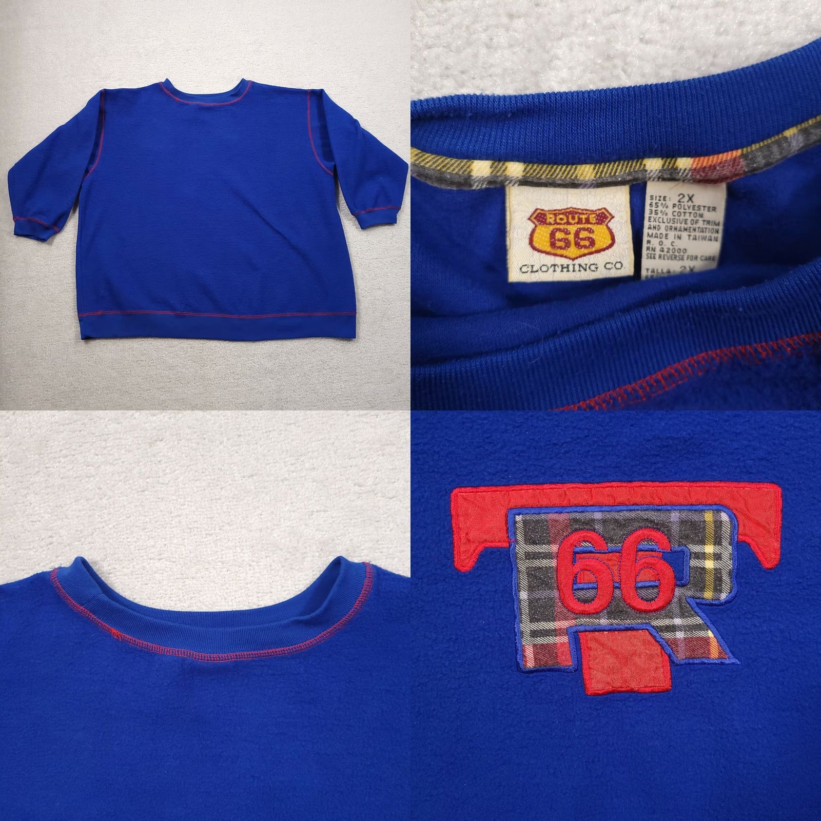 CO VINTAGE Route 66 Clothing Co Crew Neck Sweatshirt Mens 2XL Blue Long Sleeve Shirt Size US XXL / EU 58 / 5 - 8 Thumbnail