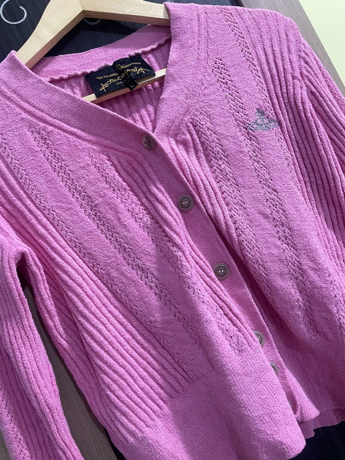 Vivienne Westwood VIVIENNE WESTWOOD WOOL CROPPED CARDIGAN IN PINK Size L / US 10 / IT 46 - 9 Thumbnail