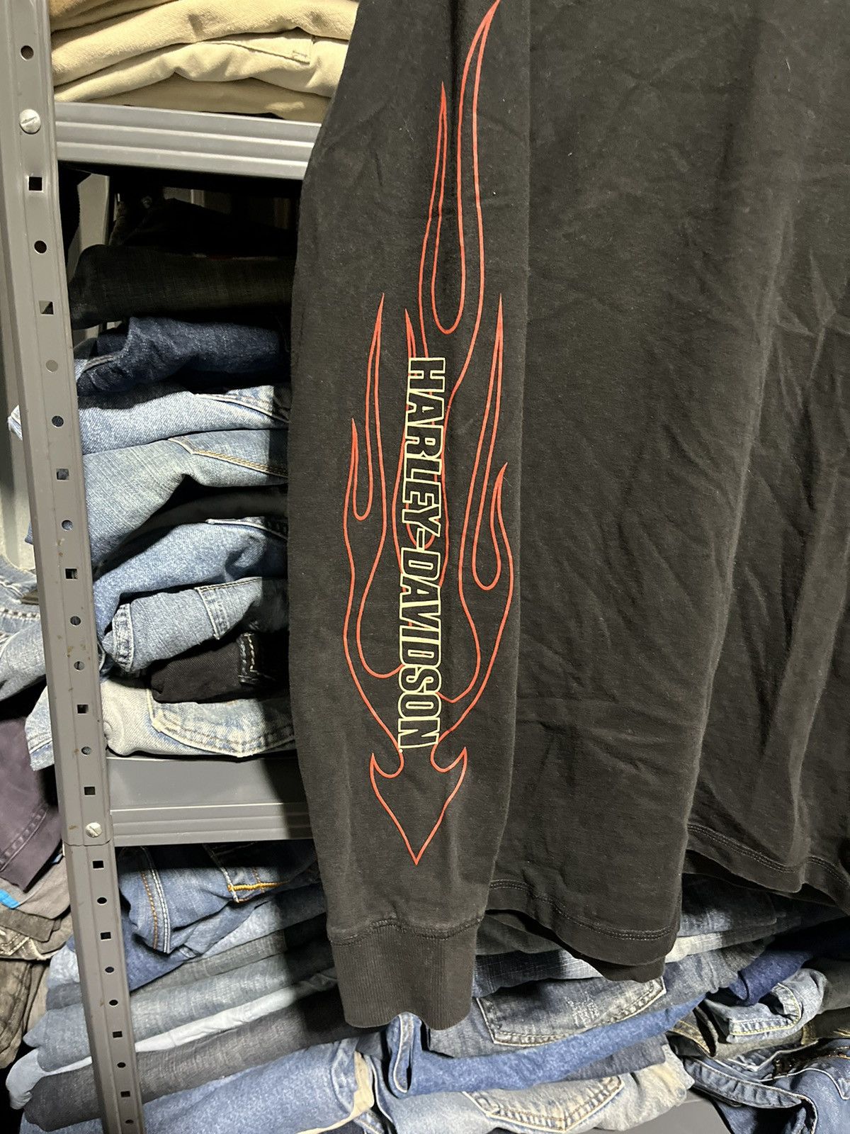 Harley Davidson × JNCO × Vintage CRAZY Y2K HARLEY DAVIDSON FLAME LOGO LONGSLEEVE TEE SHIRT Size US XL / EU 56 / 4 - 4 Thumbnail