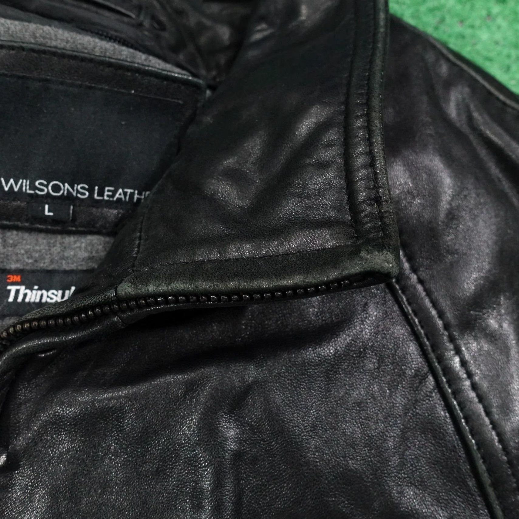 Vintage Wilsons Leather Jacket Mens Large Black 3M Thinsulate Insulated Full Zip Lined Size US L / EU 52-54 / 3 - 3 Thumbnail