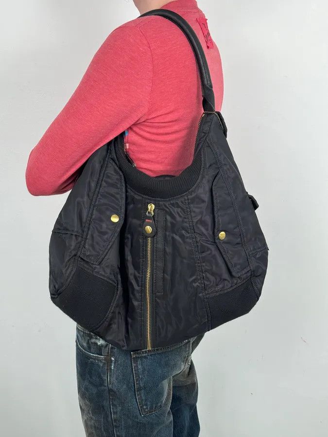 Jean Paul Gaultier 2000s Jean Paul Gaultier Black Nylon Multi-Pocket Hobo Bag Size ONE SIZE - 2 Thumbnail