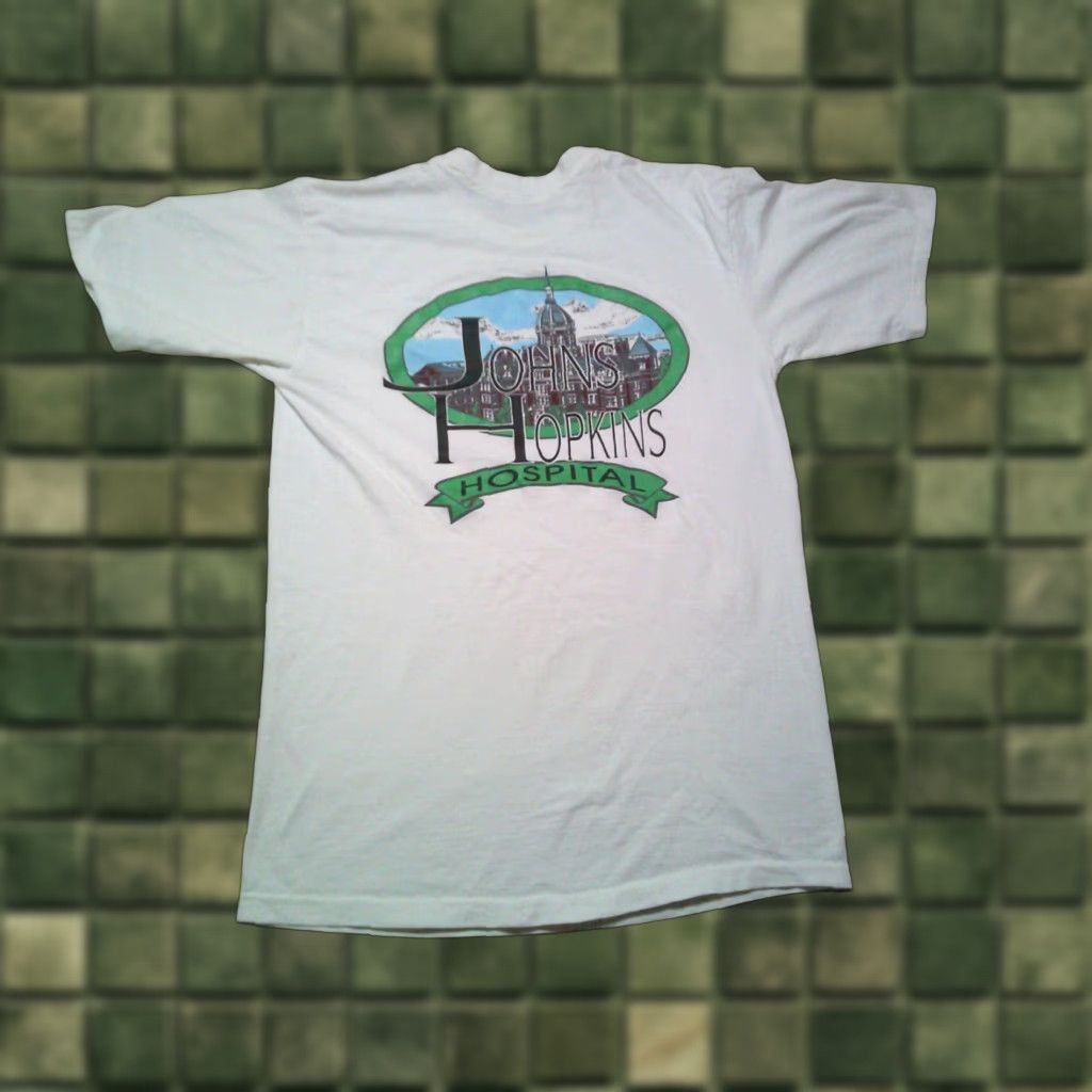Vintage VINTAGE The Cotton Exchange John Hopkins Hospital Single Stitch T Shirt Mens Large White Double Side Size US XL / EU 56 / 4 - 1 Thumbnail