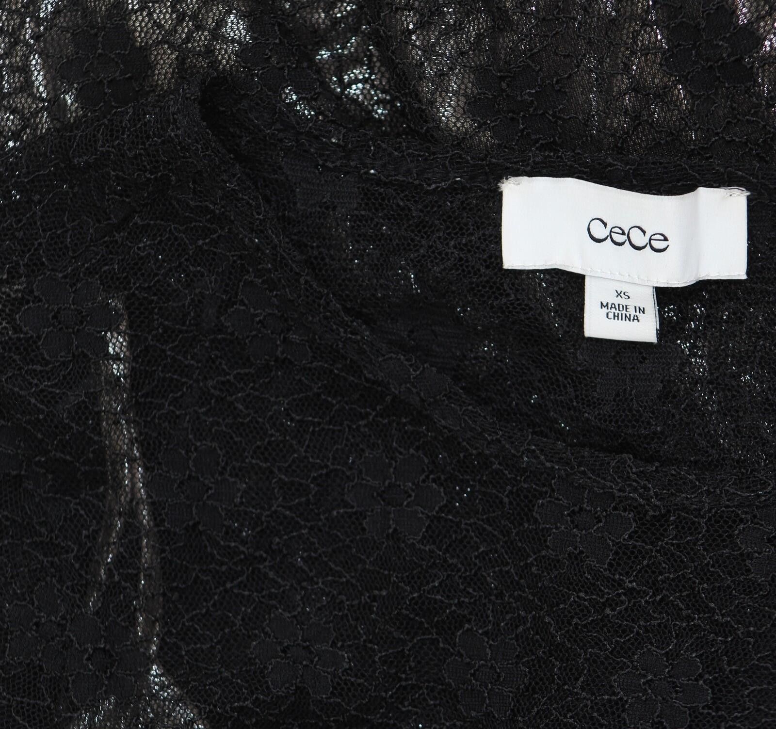Opening Ceremony Nwt Cece Metallic Lace-over Long-sleeve Midi Dress Black Xs Size XS / US 0-2 / IT 36-38 - 5 Thumbnail