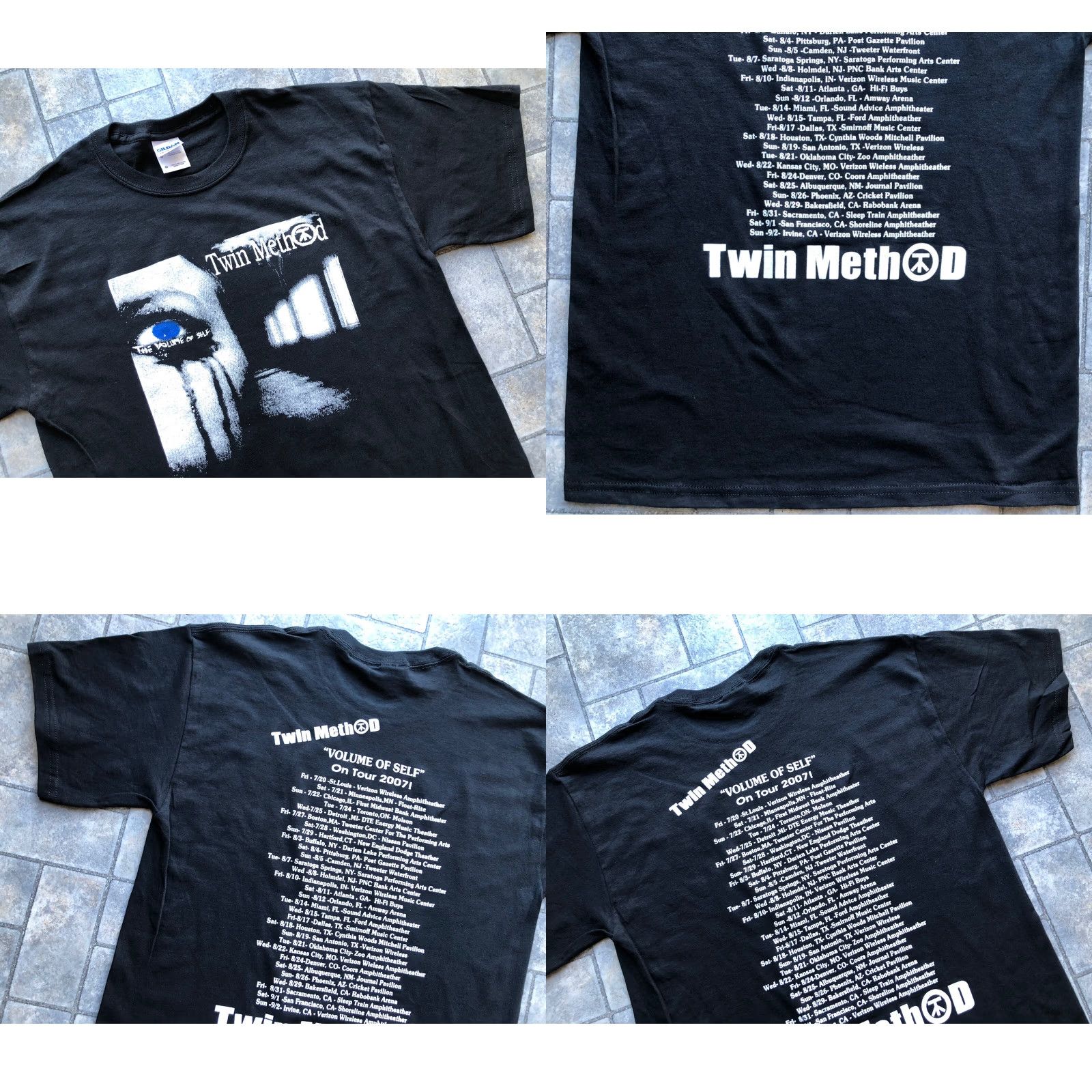 Gildan Gildan T-Shirt Twin Method Logo Band USA Tour 2007 Black Cotton Regular M Men Shirt Size US M / EU 48-50 / 2 - 8 Thumbnail