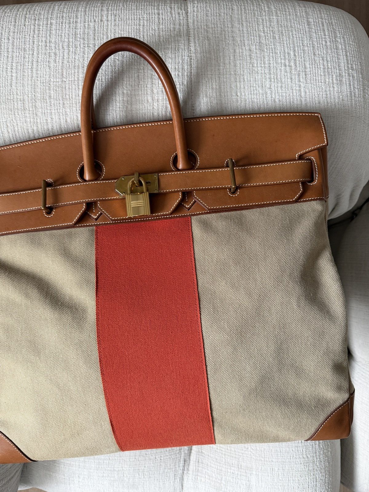 Hermes Birkin HAC 50 Naturel Barenia and Canvas Flag 2014 Size ONE SIZE - 4 Thumbnail