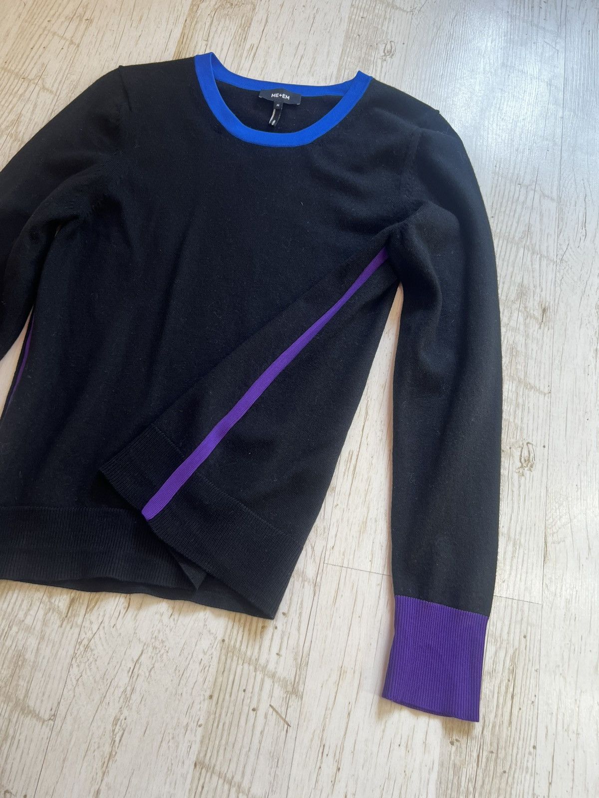 ME+EM ME+EM Colorblock Wool Sweater Black Multi Panel Knit Size M Size M / US 6-8 / IT 42-44 - 4 Thumbnail