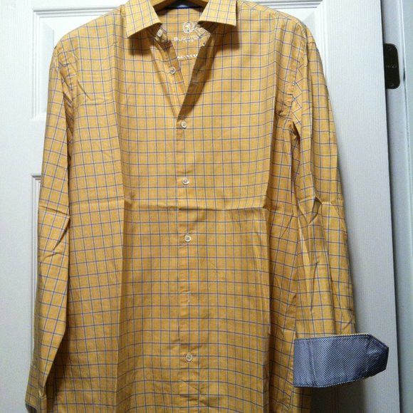 BUGATCHI BUGATCHI MENS ORANGE COTTON CASUAL SHIRT SIZE: 17/34-35 Size US XL / EU 56 / 4 - 4 Thumbnail
