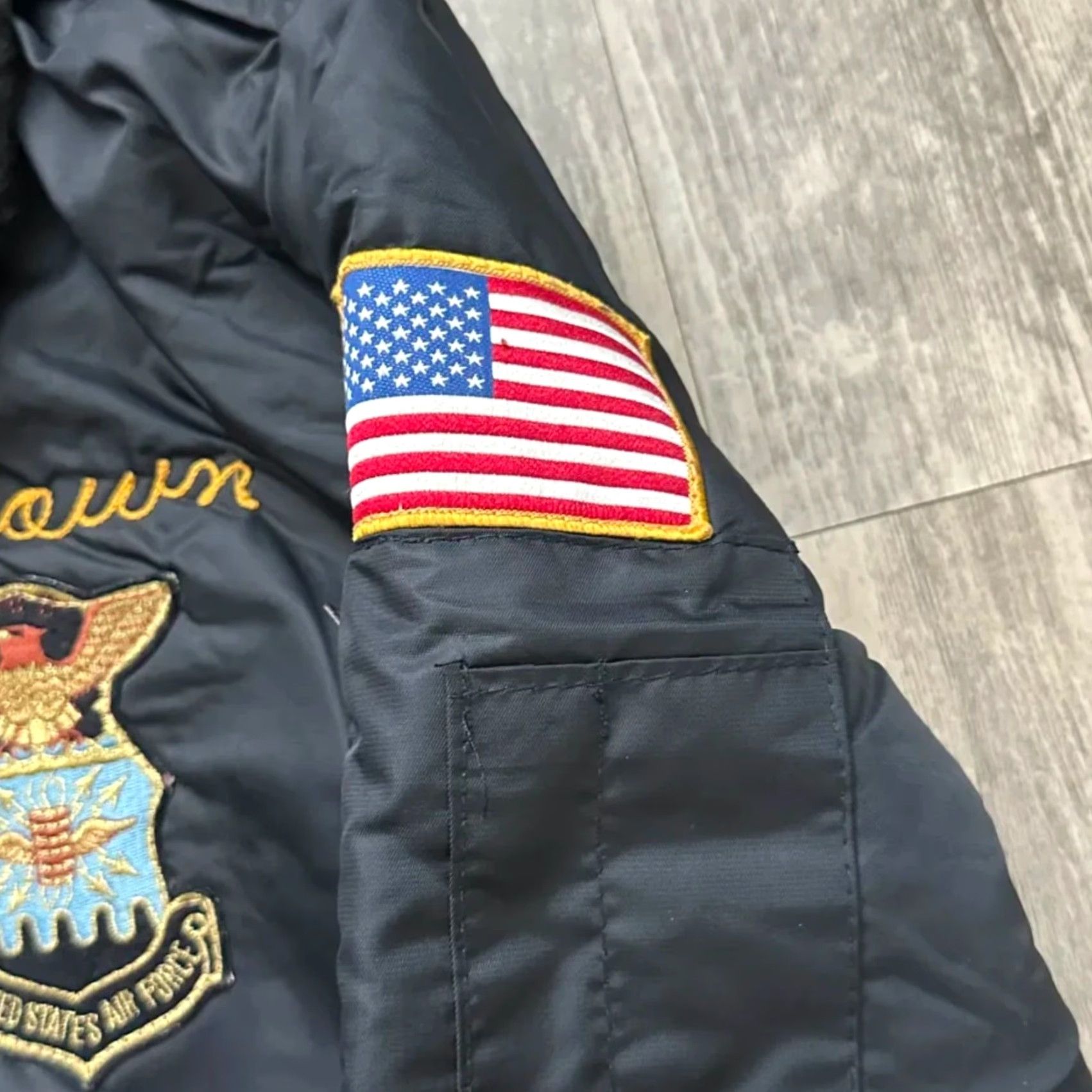 Vintage VINTAGE Timber King Bomber Jacket Men M Black Chain Stitched USAF 70s Cotton Jacket Size US M / EU 48-50 / 2 - 4 Thumbnail