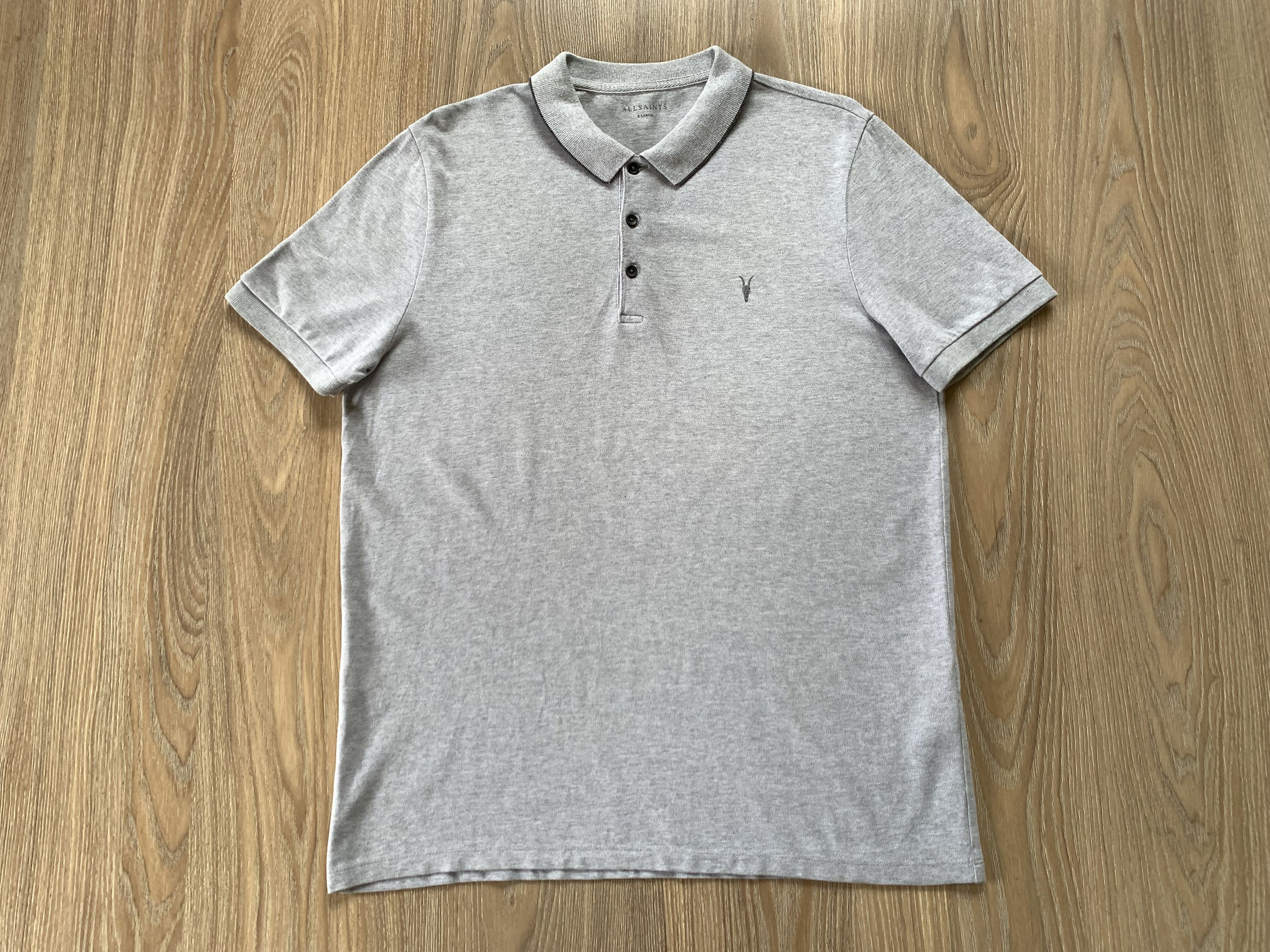 Allsaints × Designer Allsaints Cotton Grey PoloT Shirt Size US XL / EU 56 / 4 - 2 Thumbnail