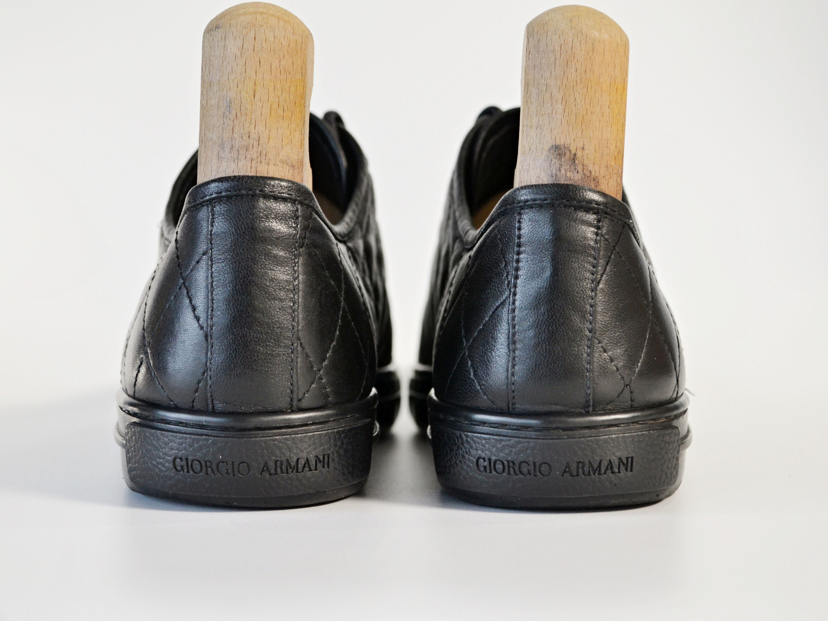 Armani Giorgio Armani Black Leather Sneakers 41/42 Size US 8.5 / EU 41-42 - 6 Thumbnail