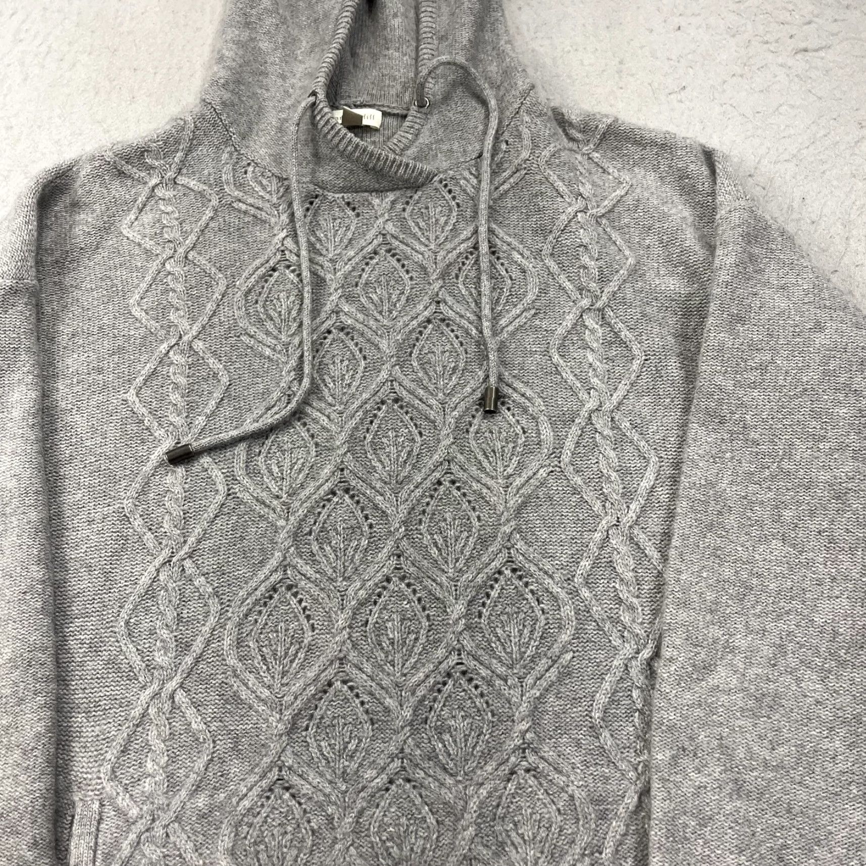 Vintage Garnet Hill Sweater Womens Small Gray 100% Cashmere Hooded Tunic Knit Pullover Size S / US 4 / IT 40 - 3 Thumbnail