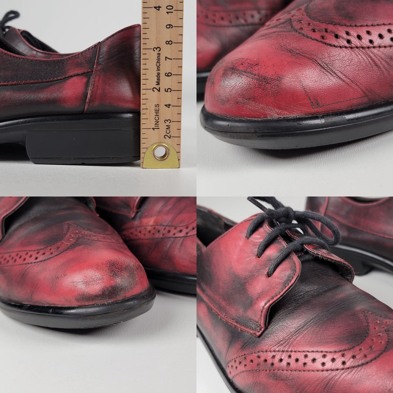 Vintage VINTAGE Naot Footwear Lako Volcanic Red Leather Oxfords Women EU 42 US 11 Flat Lace Up Oxford Shoes Red Leather) Size US 11 / IT 41 - 8 Thumbnail