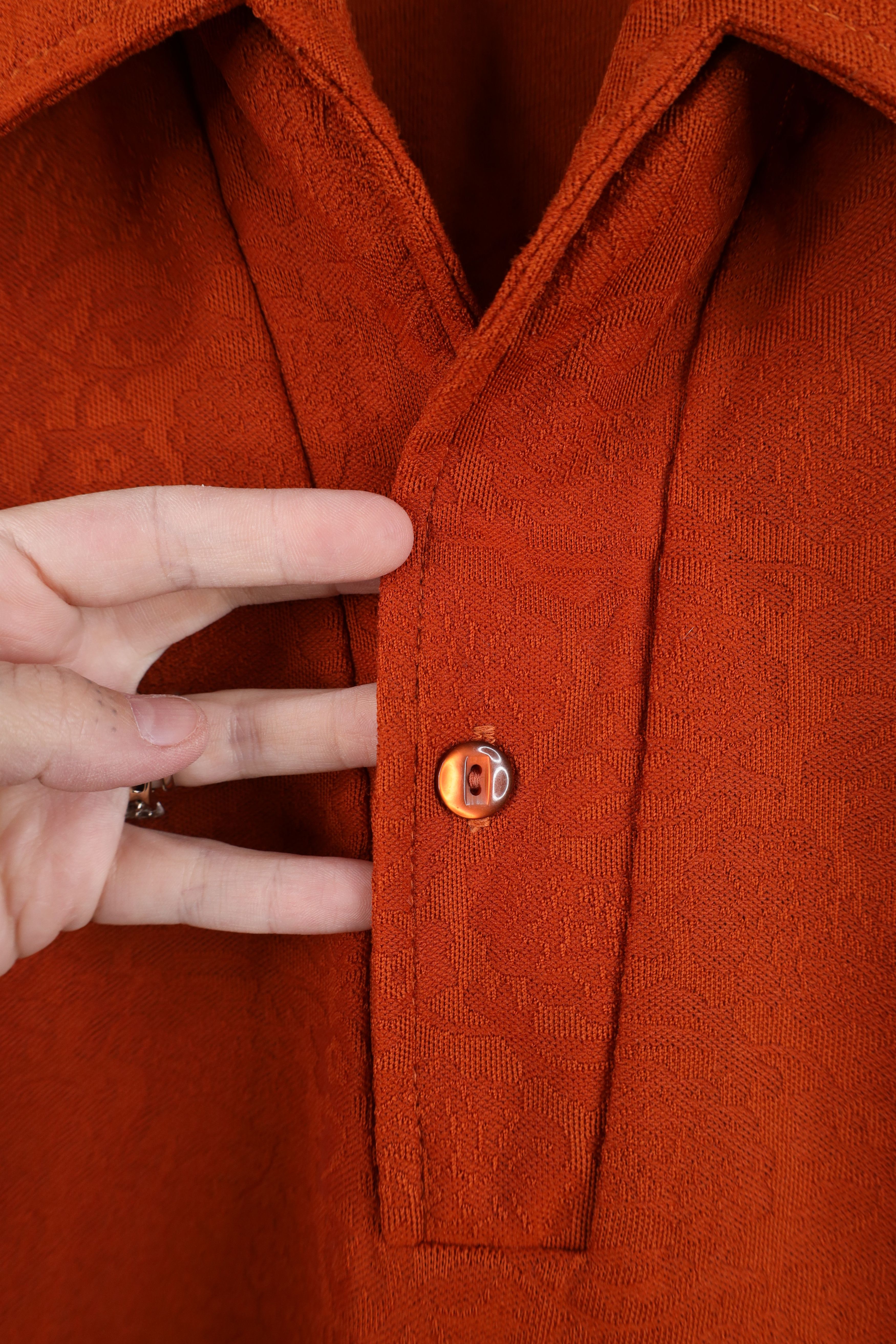Vintage Vintage 60s 70s Streetwear Knit Collared Polo Orange USA Size US L / EU 52-54 / 3 - 6 Thumbnail