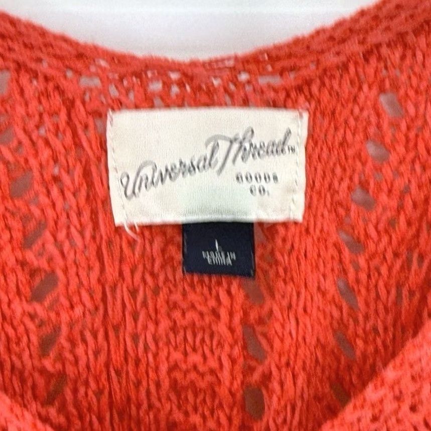 Vintage Universal Thread Sweater L Coral Red Open Knit Sleeveless Beachy Boho Coastal Womens Size L / US 10 / IT 46 - 4 Thumbnail