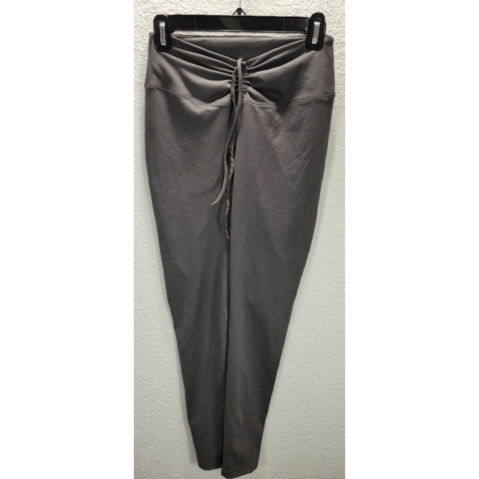 Pinko PINK Active Leggings Gray M Ruched Drawstring Velvet Spell Out Women's Activewear XS? Size 32" / US 10 / IT 46 - 3 Thumbnail