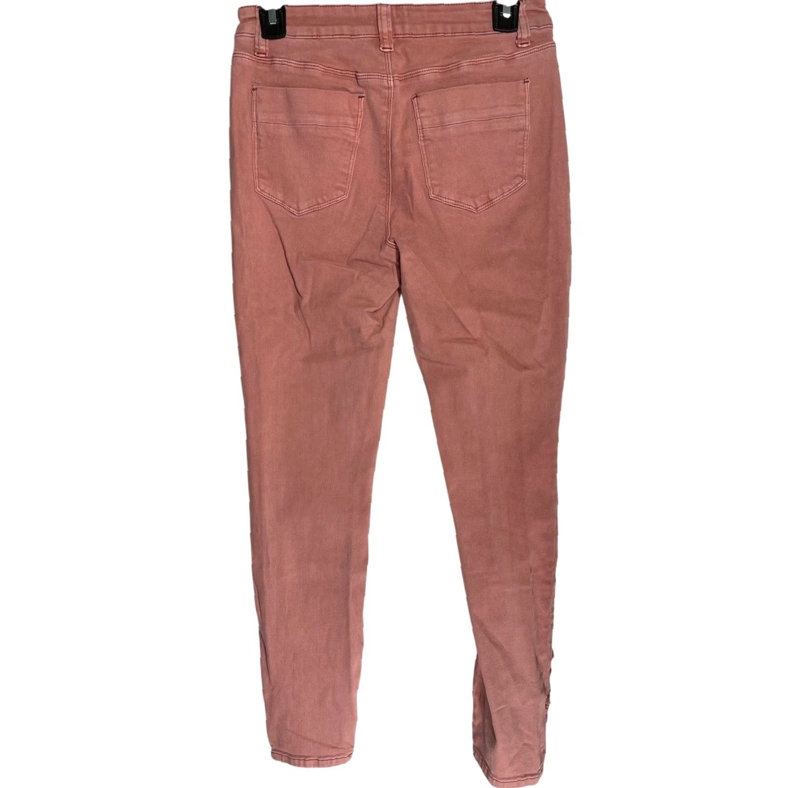 Vintage Vanilla Star Jeans Skinny Pants Junior Size 9 Pink Mid Rise 27.5in Inseam Boho Embroidered Hem Jeans Size 30" / US 8 / IT 44 - 2 Thumbnail