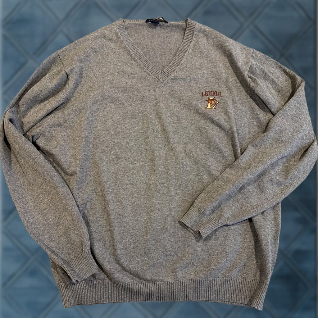 Vintage Vantage Sweater Mens XL Gray Awesome LEHIGH UNIVERSITY Neck Cotton Blend Men Size US XL / EU 56 / 4 - 1 Thumbnail