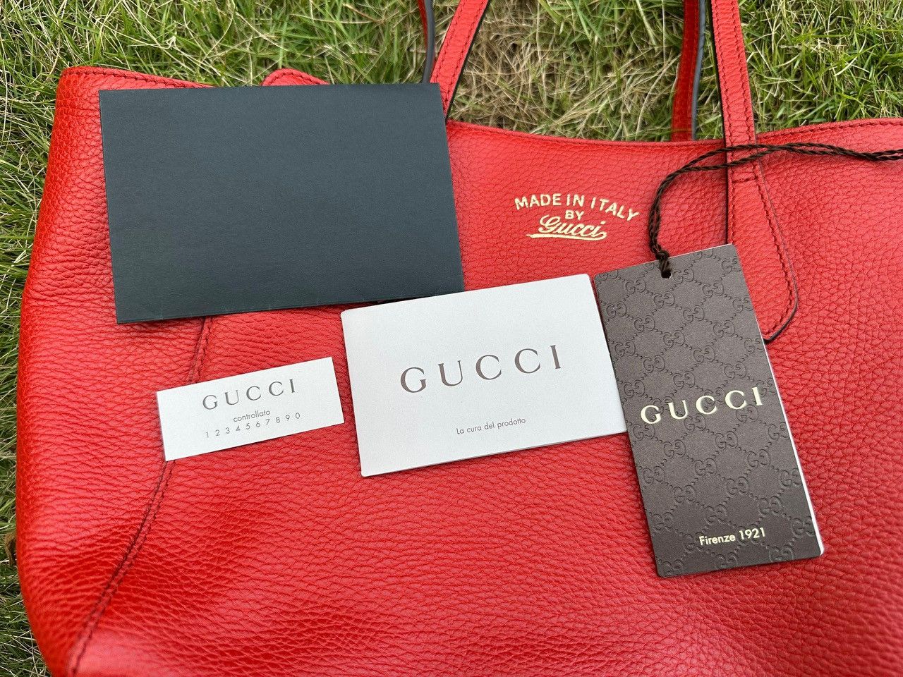Gucci Authentic Gucci Swing Leather Medium Tote Bag Size ONE SIZE - 10 Thumbnail