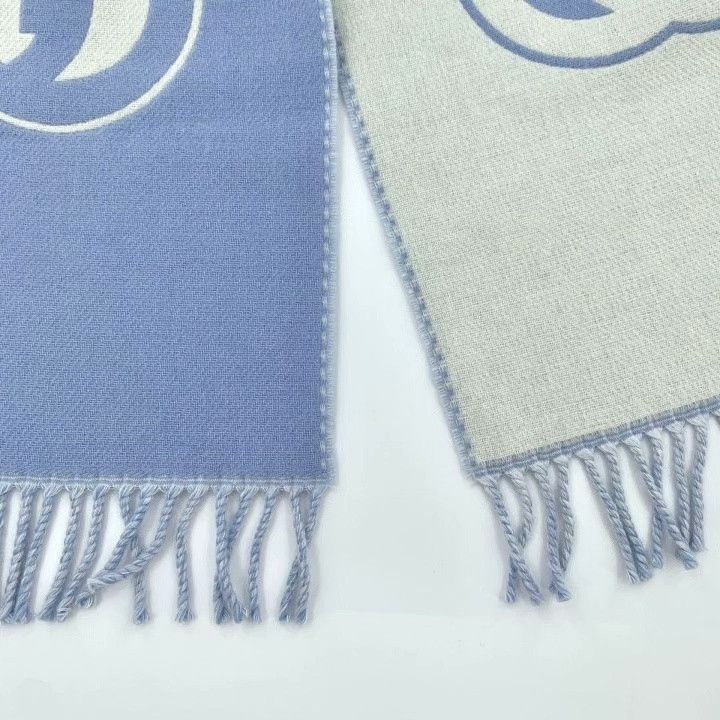 Gucci Gucci Blue Interlocking G Print Wool Scarf Size ONE SIZE - 5 Thumbnail