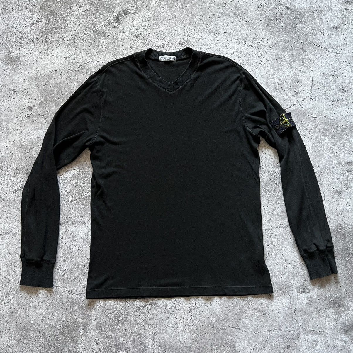 image of Italian Designers x Stone Island Vintage Stone Island Longsleeve Sweatshirt in Black (Size 2XL)