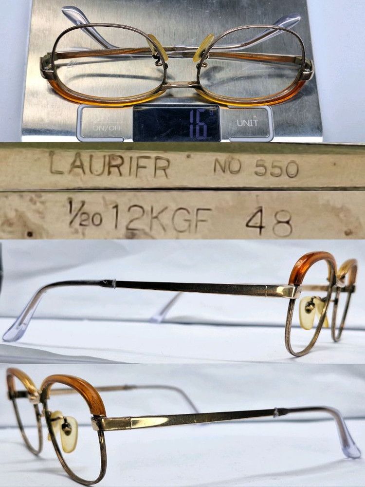 Other 1980s LAURIFR NO 550 12KGF Gold Filled Browline Glasses 46mm Size ONE SIZE - 3 Thumbnail