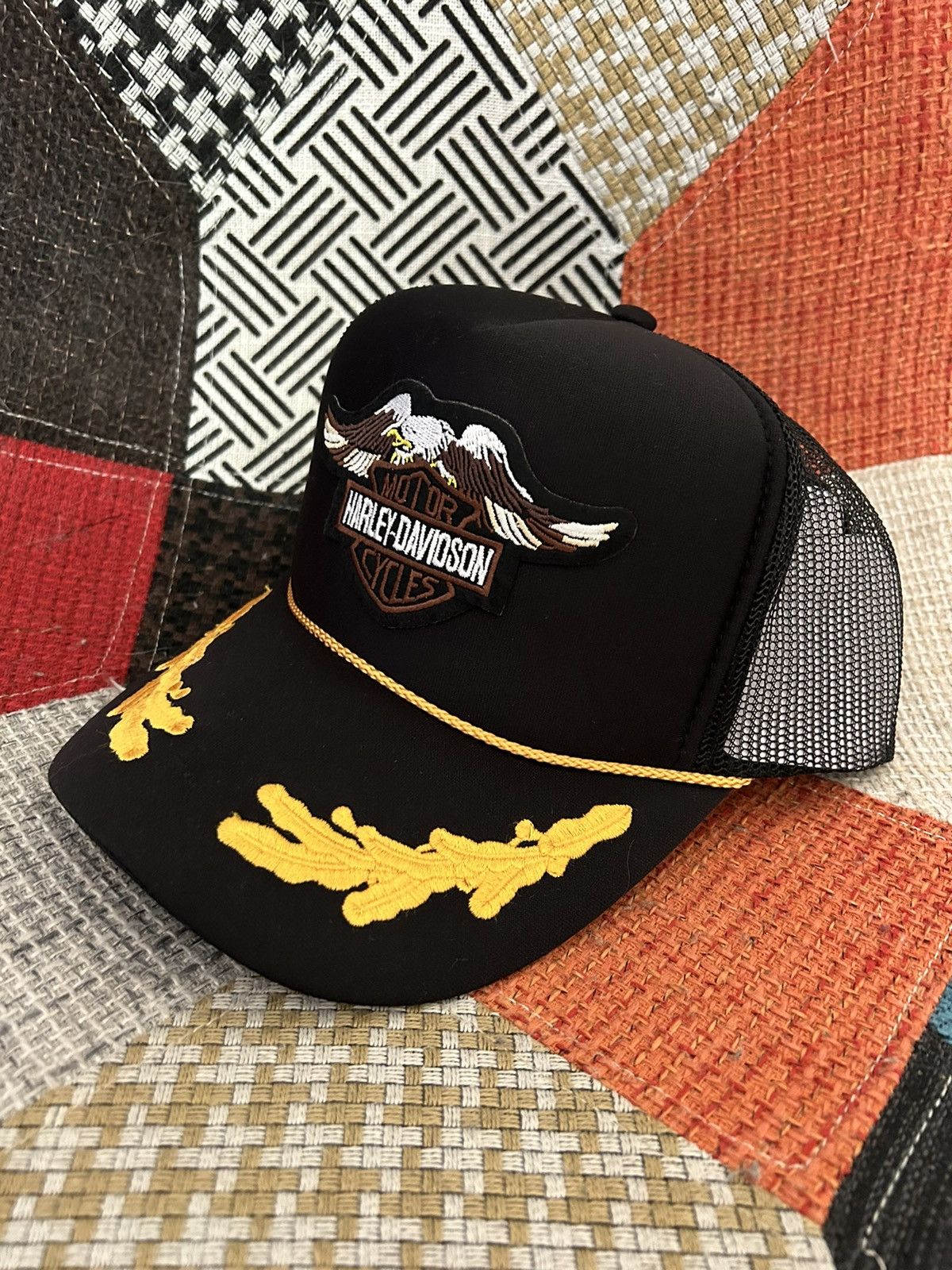 Harley Davidson NEW HARLEY DAVIDSON BLACK BIKER HAT TRUCKER SNAPBACK VINTAGE Size ONE SIZE - 2 Thumbnail