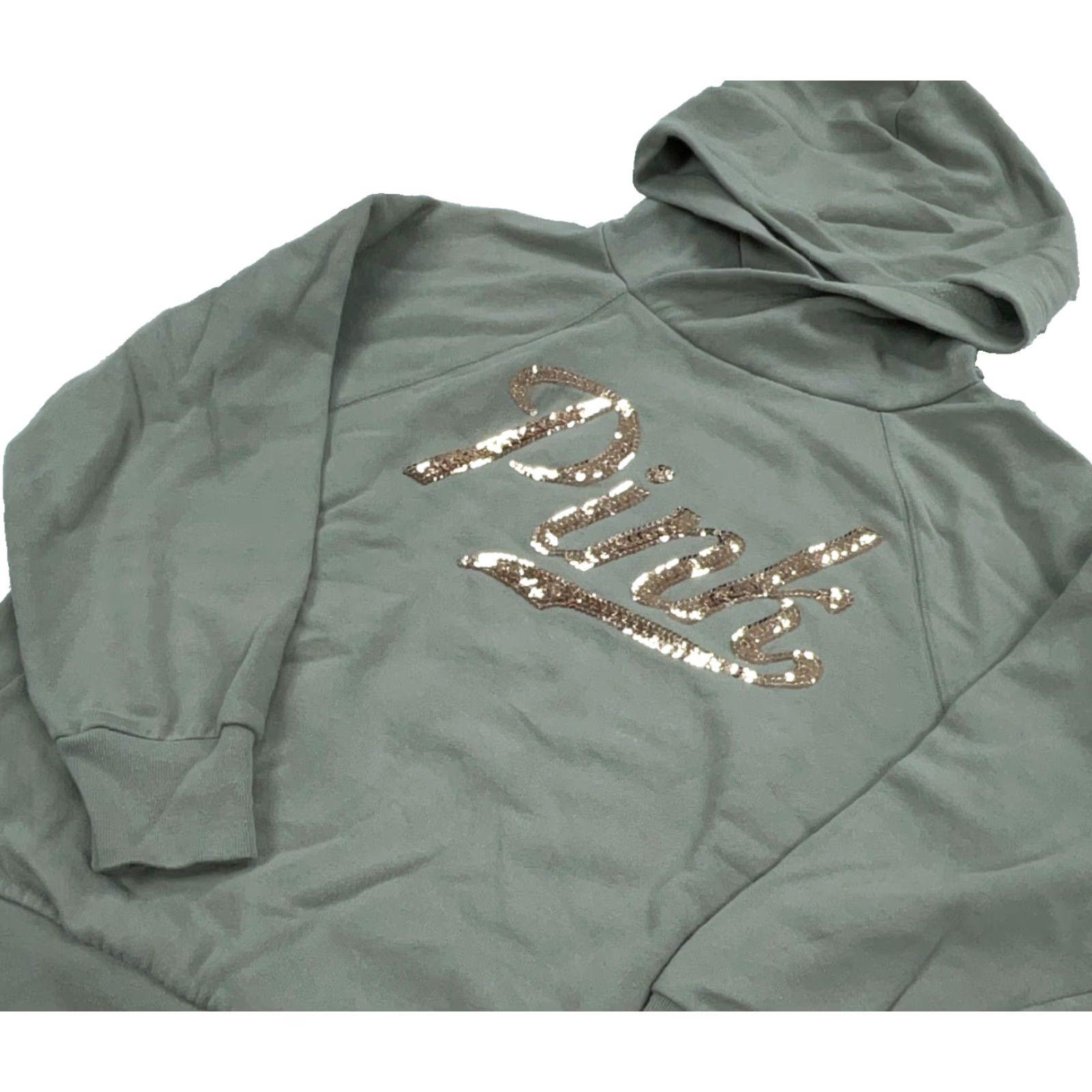 Victoria's Secret Victoria's Secret PINK Hoodie Women XS Green Solid Pullover Hooded Sweatshirt Zipper Logo All Seasons Full Zip Pockets Graphic Print Vintage VTG 90s? Size XS / US 0-2 / IT 36-38 - 2 Thumbnail