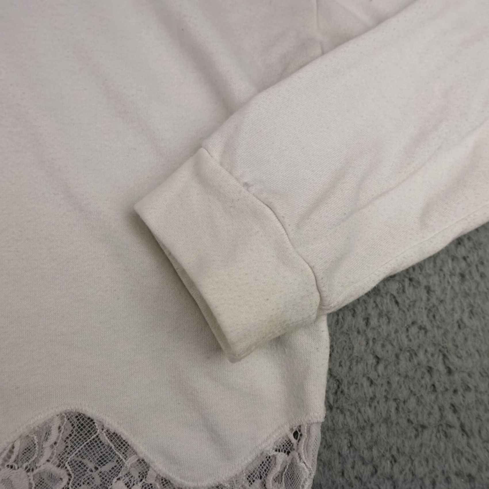 Vintage Alya Sweatshirt Womens L White Lace Trim Pullover Round Neck Knit Lightweight All Seasons Casual Womens Size L / US 10 / IT 46 - 7 Thumbnail