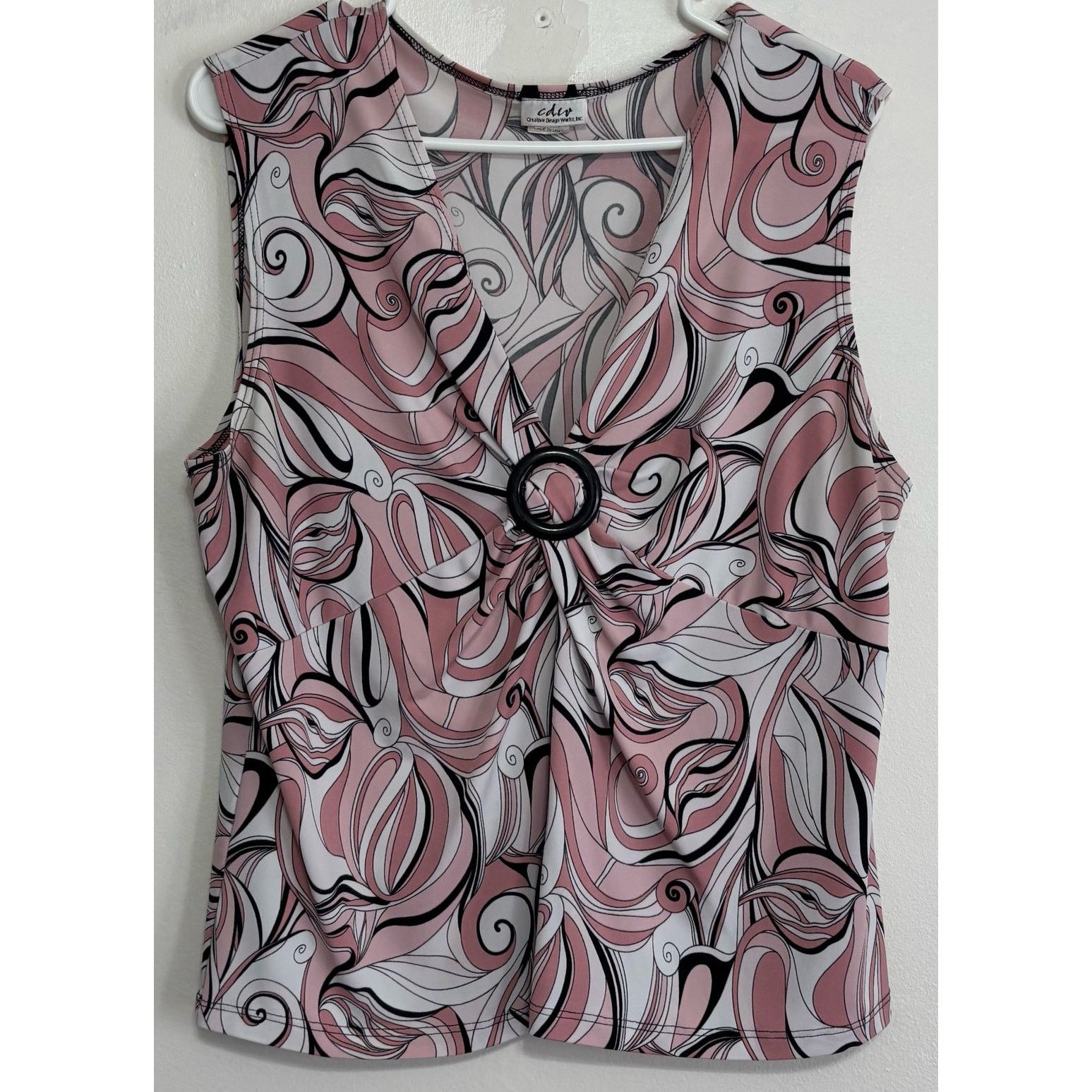 Other CDW Women's Sleeveless V-Neck Blouse XL Pink Black White Size XL / US 12-14 / IT 48-50 - 1 Thumbnail