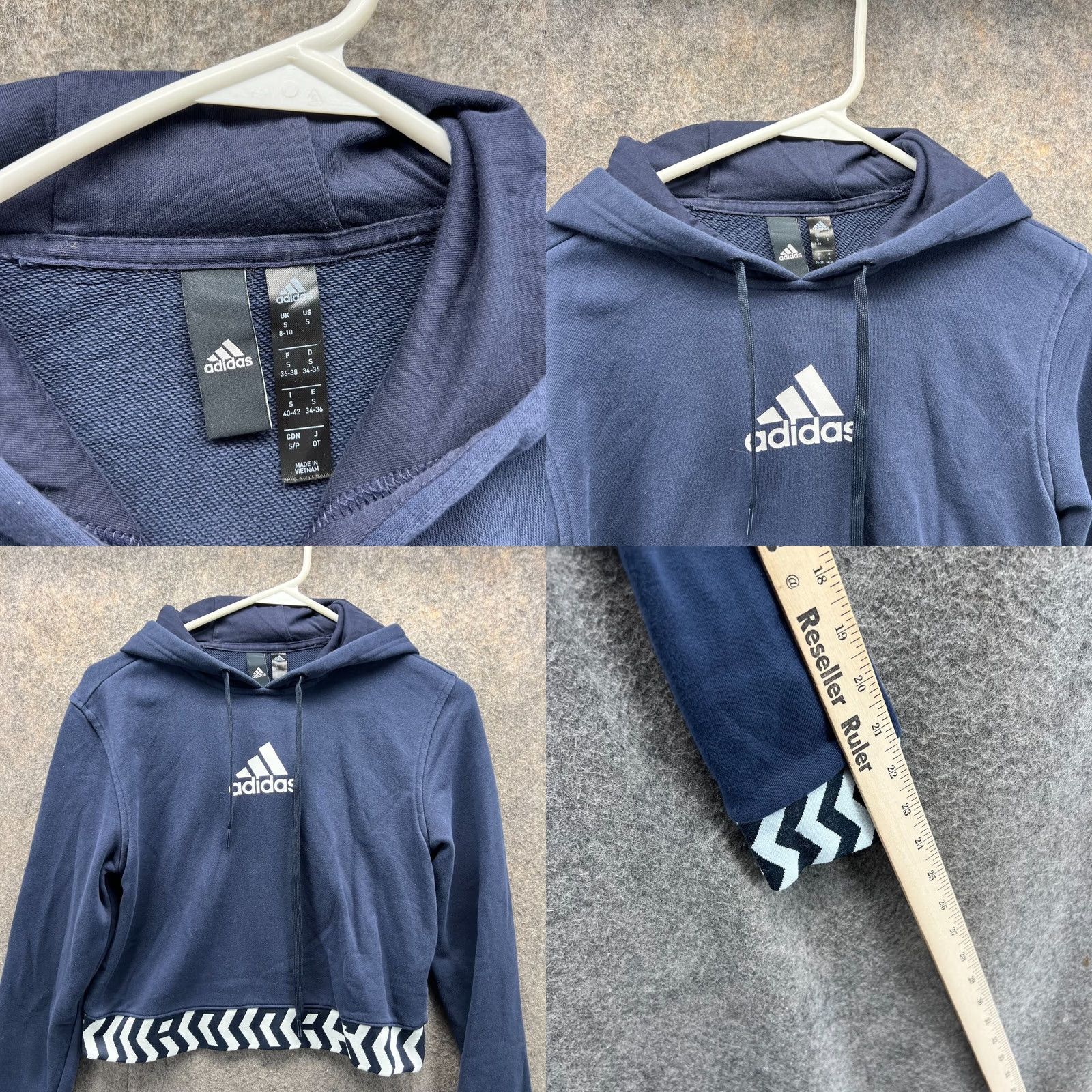 Adidas VINTAGE Adidas Sweater Women Small Jacket Blue Navy Cropped Hoodie Pullover Trefoil Crewneck Sweatshirt Size S / US 4 / IT 40 - 8 Thumbnail