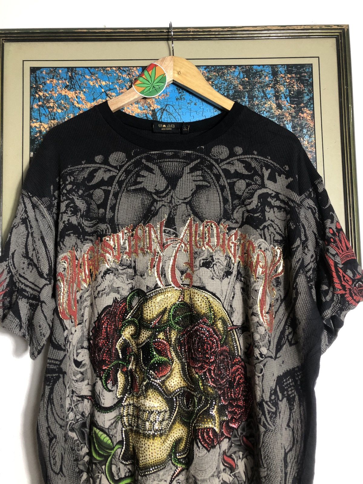 Christian Audigier × Ed Hardy Y2K Rare Christian Audigier Overprint Skull Tee Size US XL / EU 56 / 4 - 5 Thumbnail