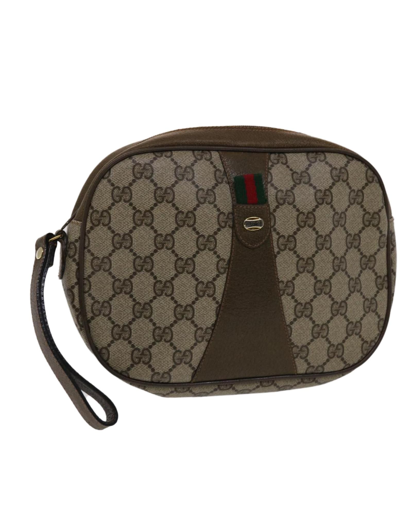 image of Gucci Gg Canvas Sherry Line Clutch Bag - Beige, Women's