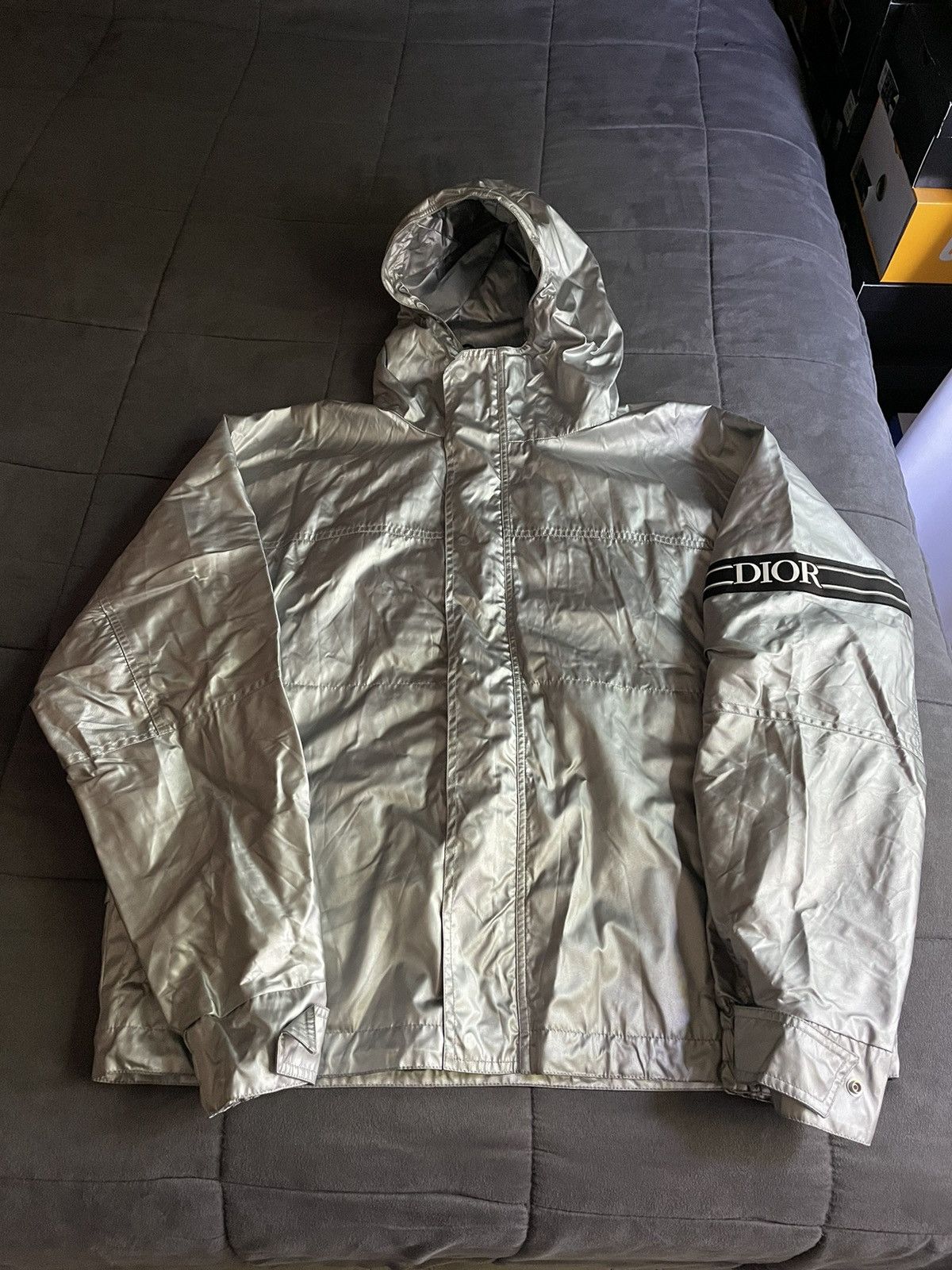 Dior Dior Silver Metallic Logo Hooded Jacket Size US L / EU 52-54 / 3 - 1 Thumbnail