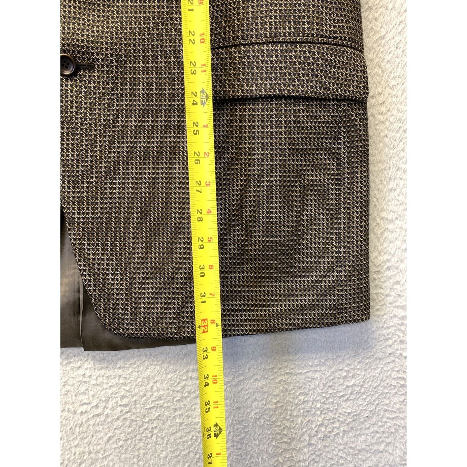 Canali Canali Blazer Men’s 48 Wool Geometric Single-Breasted Three-Button Notch Lapel Gold Brown Italy Shirt? Size 48R - 5 Thumbnail