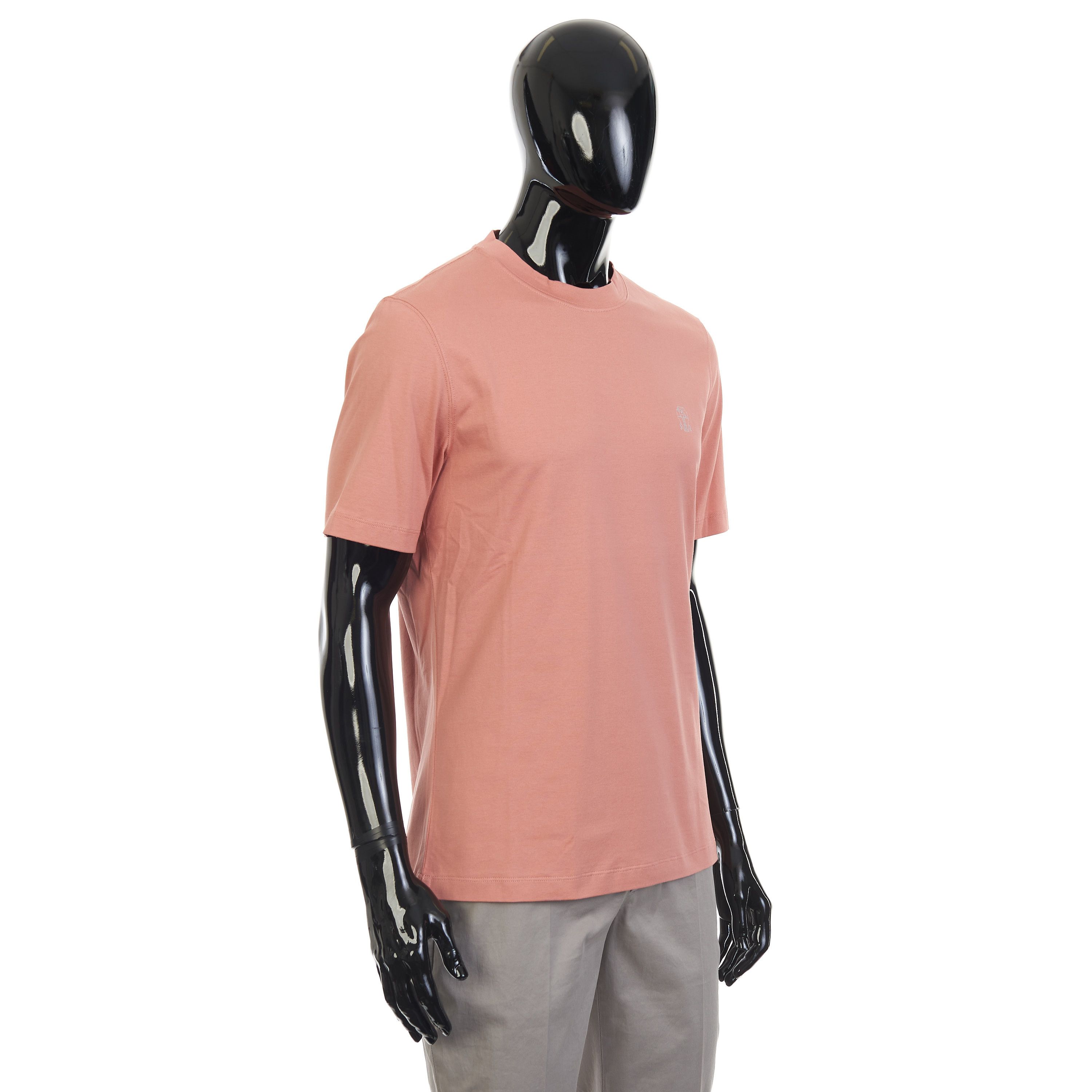Brunello Cucinelli Salmon Cotton Jersey Crew neck Tshirt With Logo Size S Size US S / EU 44-46 / 1 - 8 Thumbnail