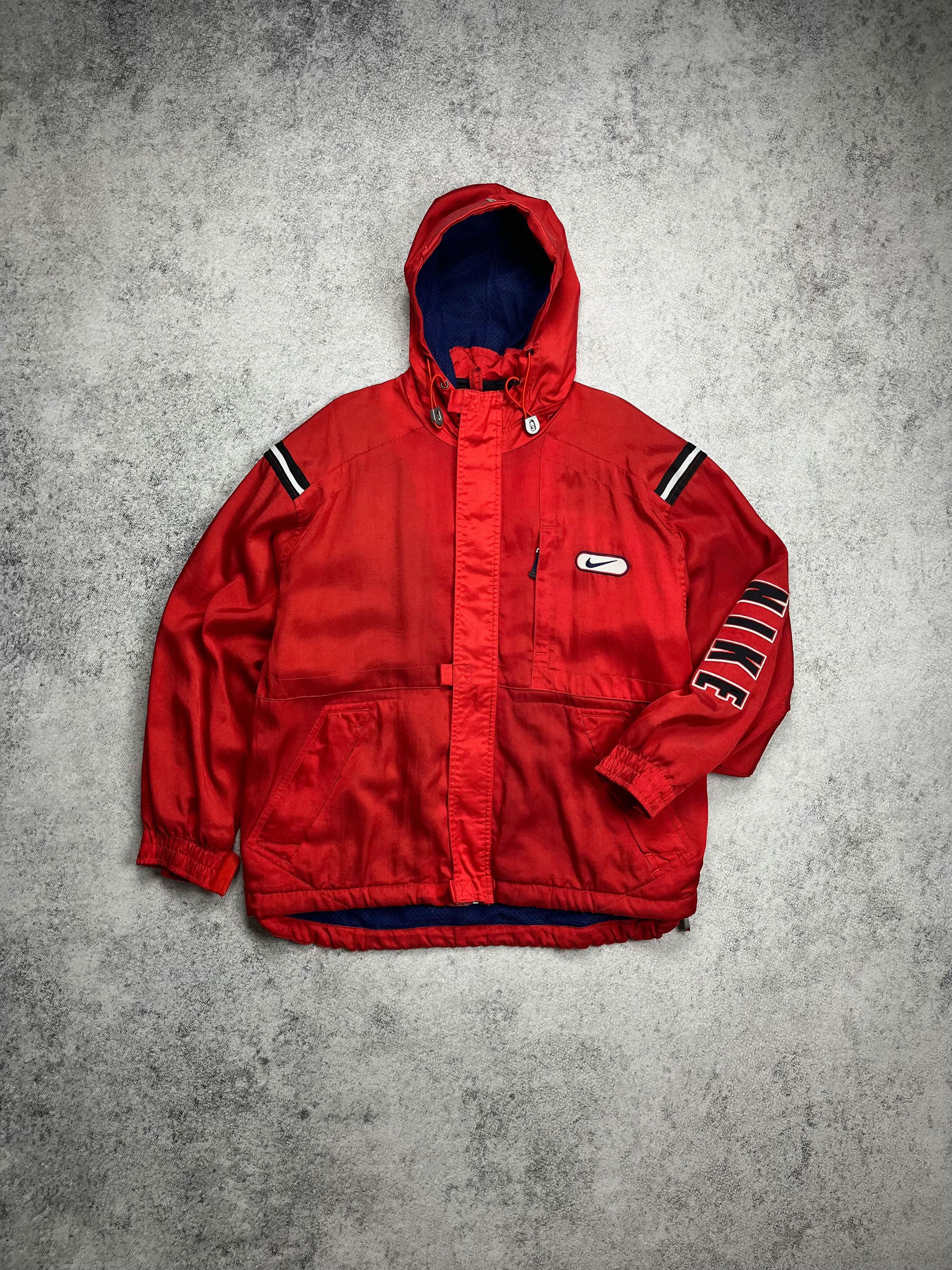 image of 90's Nike Hooded Jacket in Red, Men's (Size Medium)