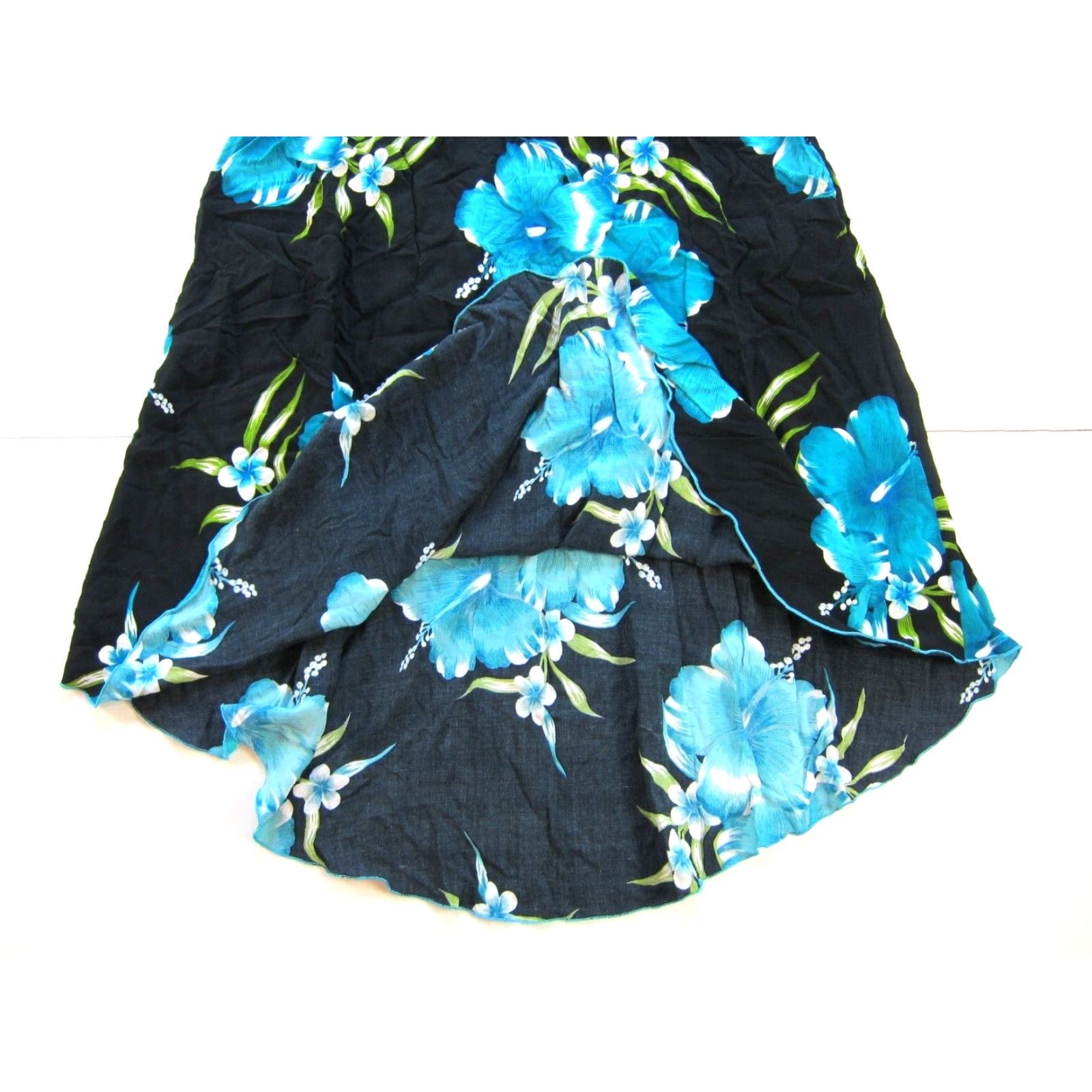 ALOHAS VINTAGE Aloha Hawaiian Fashion Rayon Black Blue Green Floral Short Sleeve Smock Dress L Size 36" / US 14 / IT 50 - 7 Thumbnail