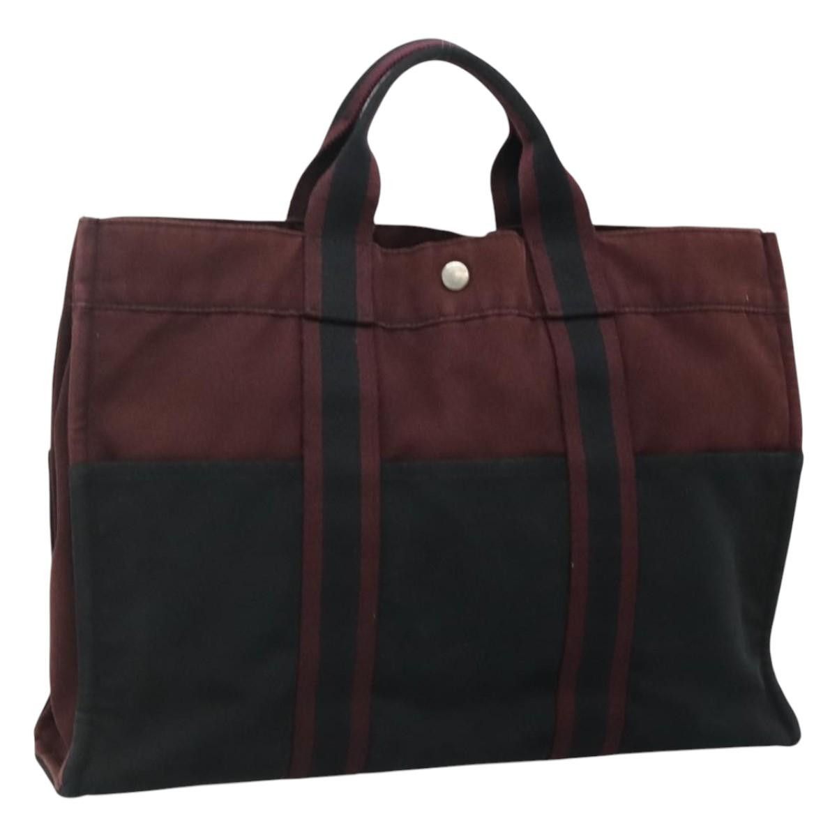 HERMES Fourre Tout MM Hand Bag Canvas Wine Red