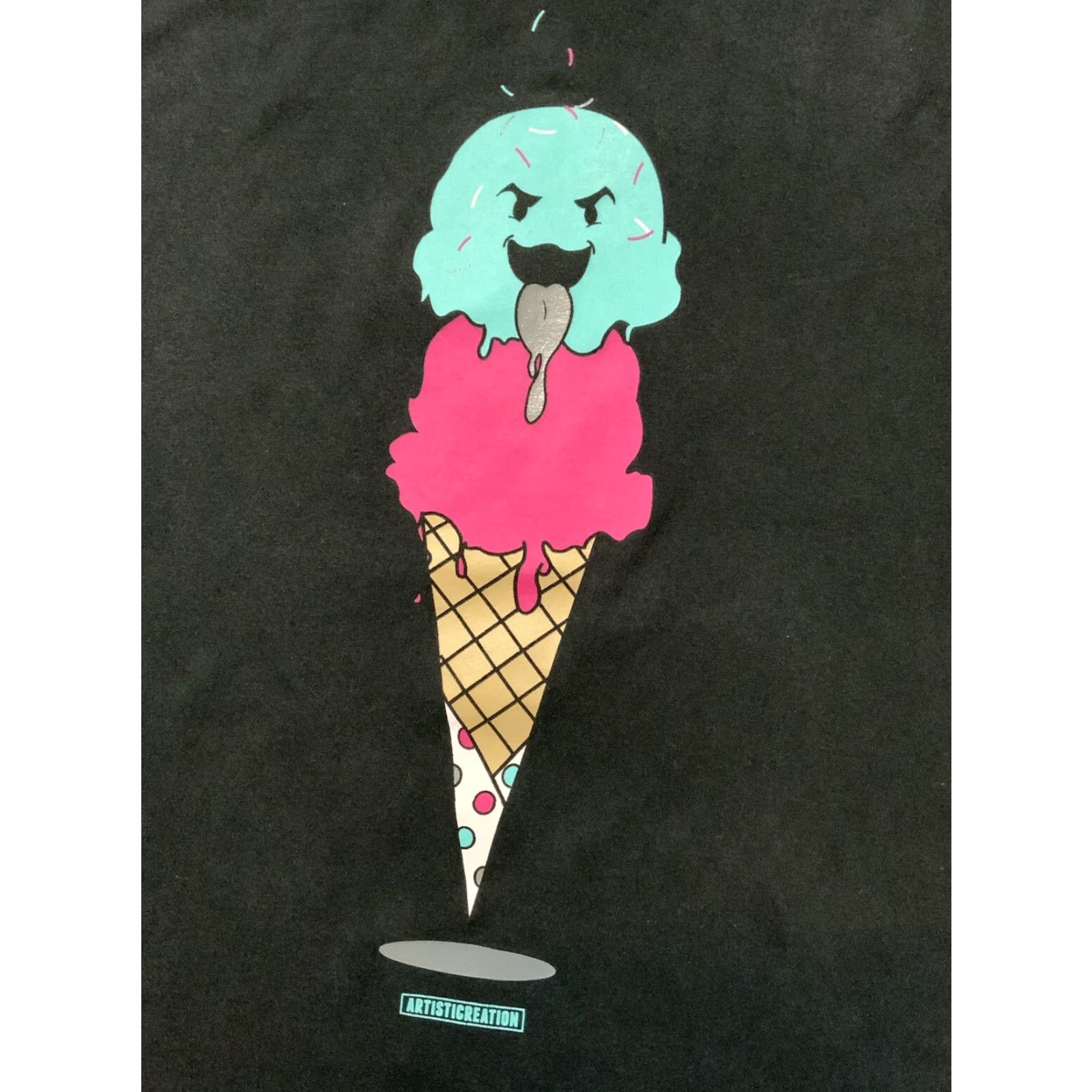 Vintage VINTAGE ArtistiCreation Ghost Ice Cream Skateboarding Graphic Black S/S Crew T-Shirt LG Mens Size US L / EU 52-54 / 3 - 5 Thumbnail