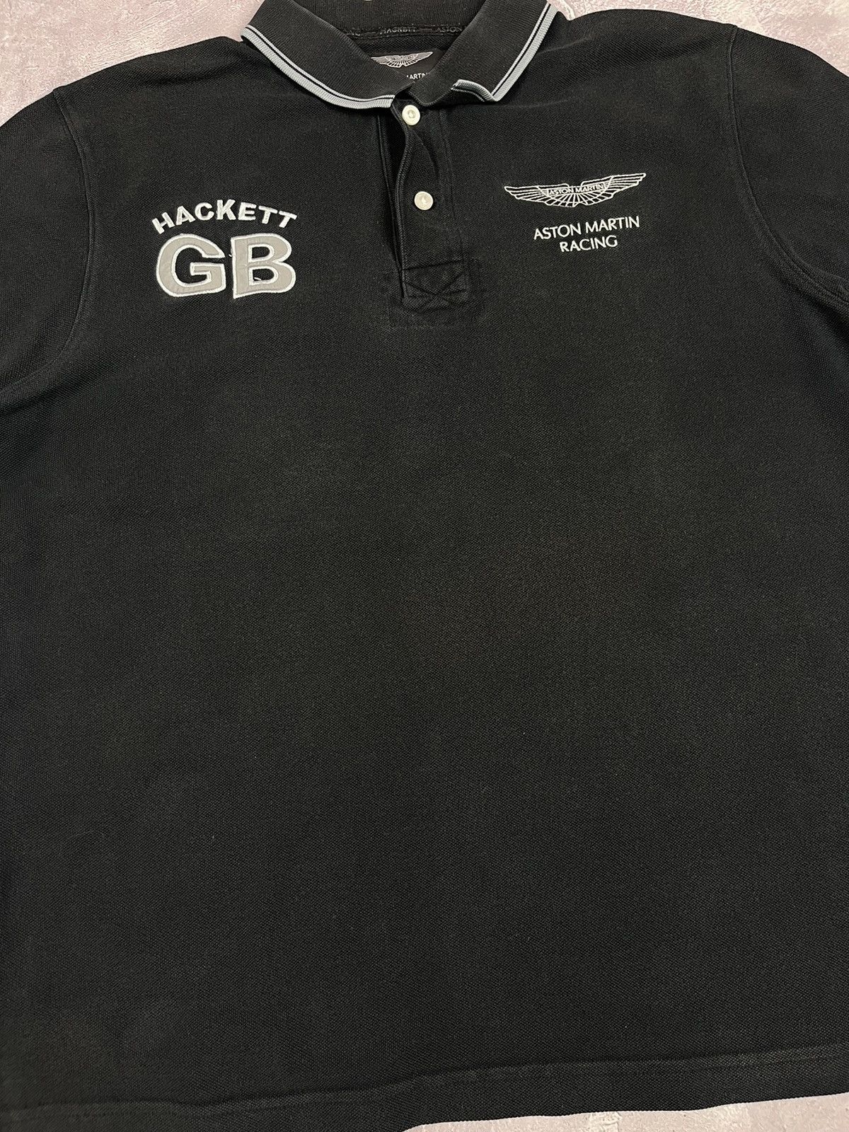 Hackett Hackett GB Aston Martin Racing DBR 9 Faded Grey Polo Shirt Size US XL / EU 56 / 4 - 5 Thumbnail