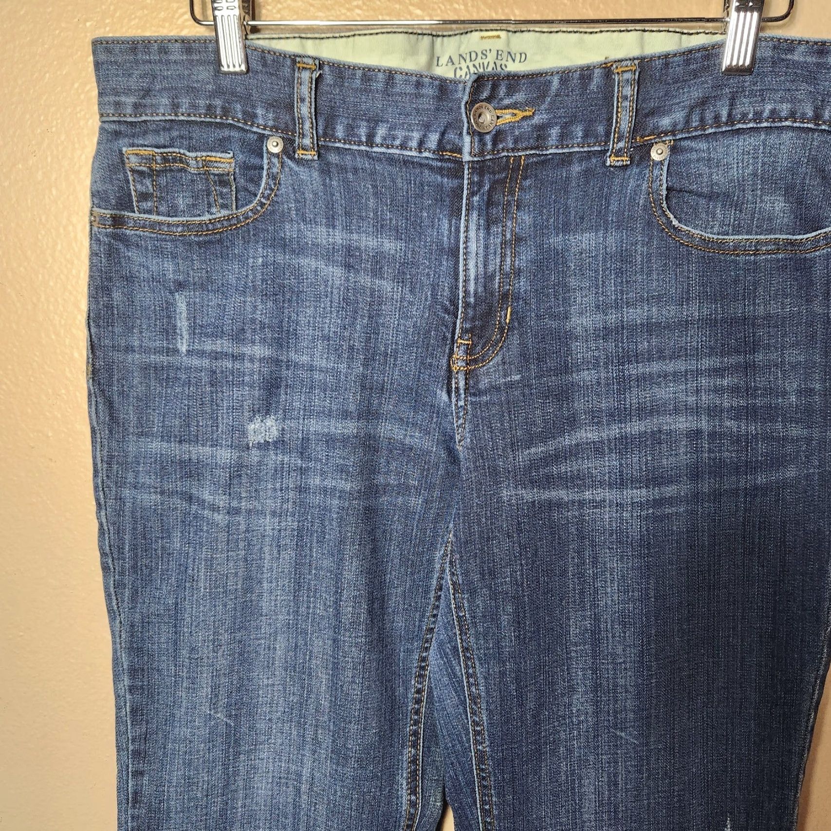 Lands' End VINTAGE Lands' End Womens Fit & Flare Medium Wash Blue Jeans-Size 16/33 Size 24" / US 00 / IT 34 - 2 Thumbnail