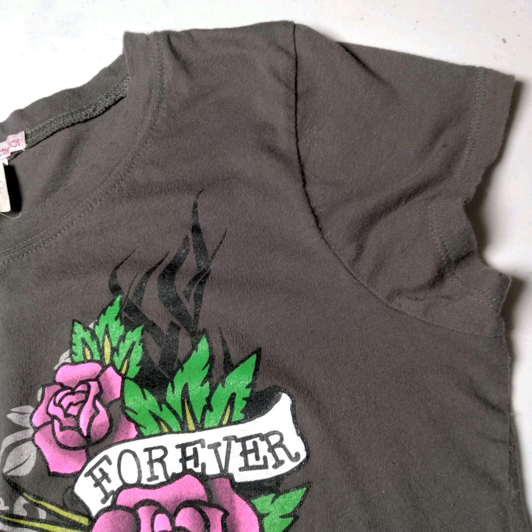 Vintage VINTAGE Appropriate Behavior Shirt T-Shirt Juniors L Gray Tribal Tattoo Roses 90s Y2K Forever Yours Womens Size L / US 10 / IT 46 - 7 Thumbnail