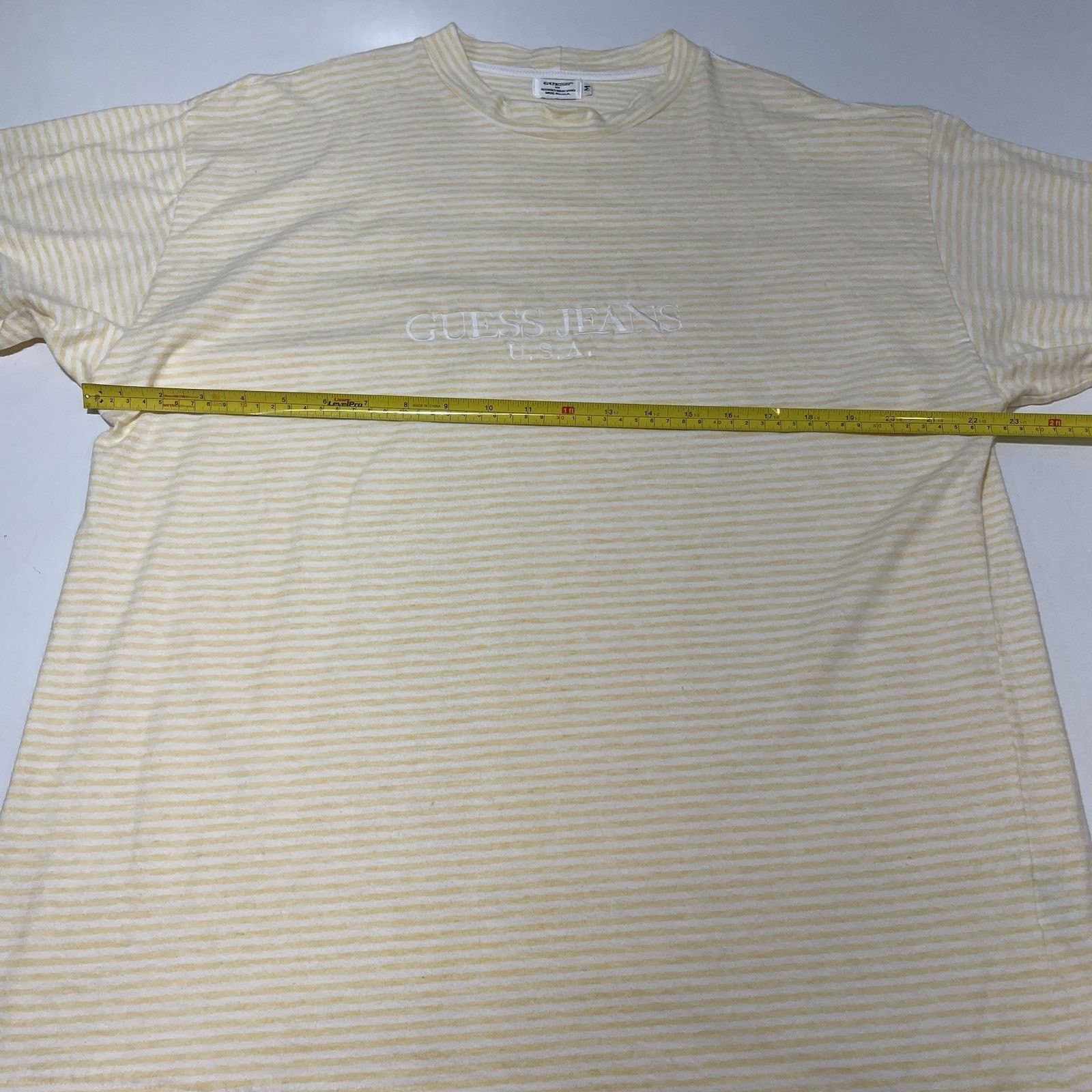 Guess VTG Guess Jeans LA T-Shirt Mens Logo Yellow White Stripe USA Size US M / EU 48-50 / 2 - 6 Thumbnail