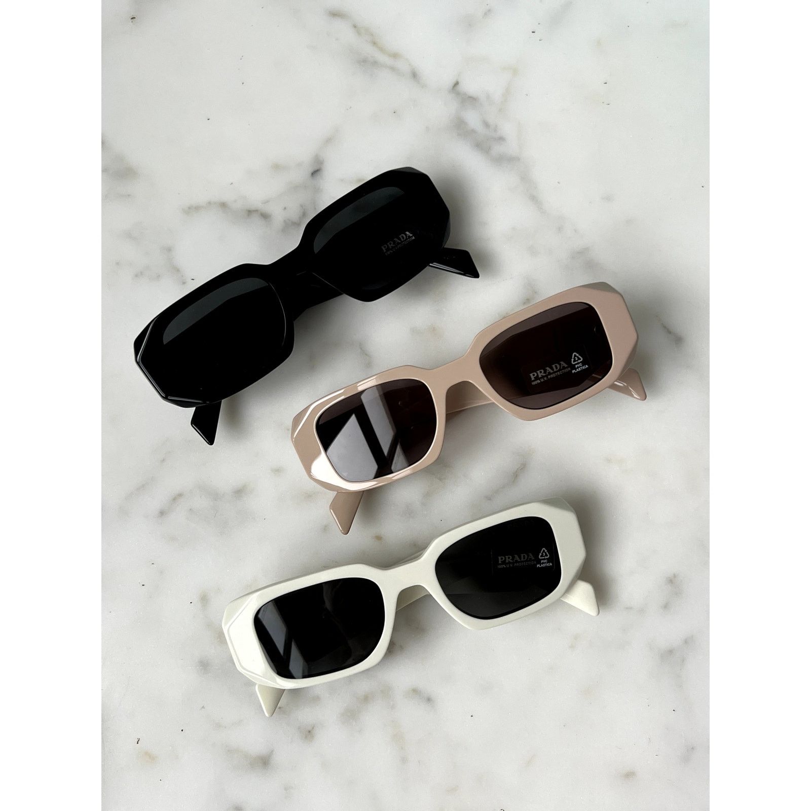 Prada NEW Prada PR17WS Sunglasses in White Talc Size ONE SIZE - 4 Thumbnail