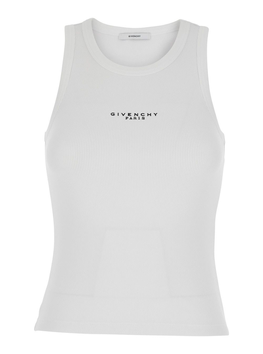 Givenchy White Sleeveless Top with Logo Lettering on the Front in Stretch Cotton for Women Size XS / US 0-2 / IT 36-38 - 1 Thumbnail